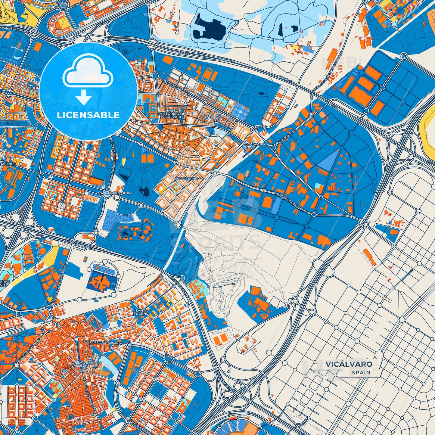 Canvas Print Template of Vicálvaro Street Map