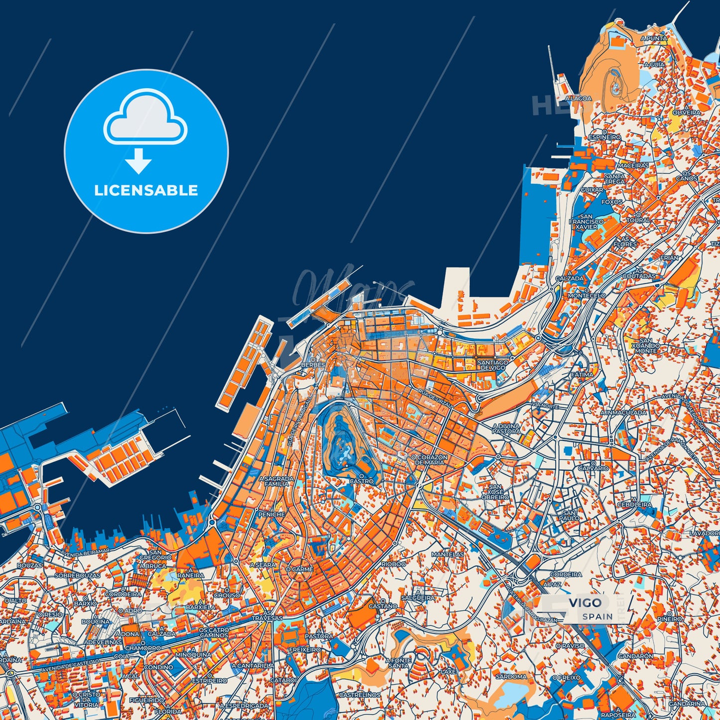 Canvas Print Template of Vigo Street Map