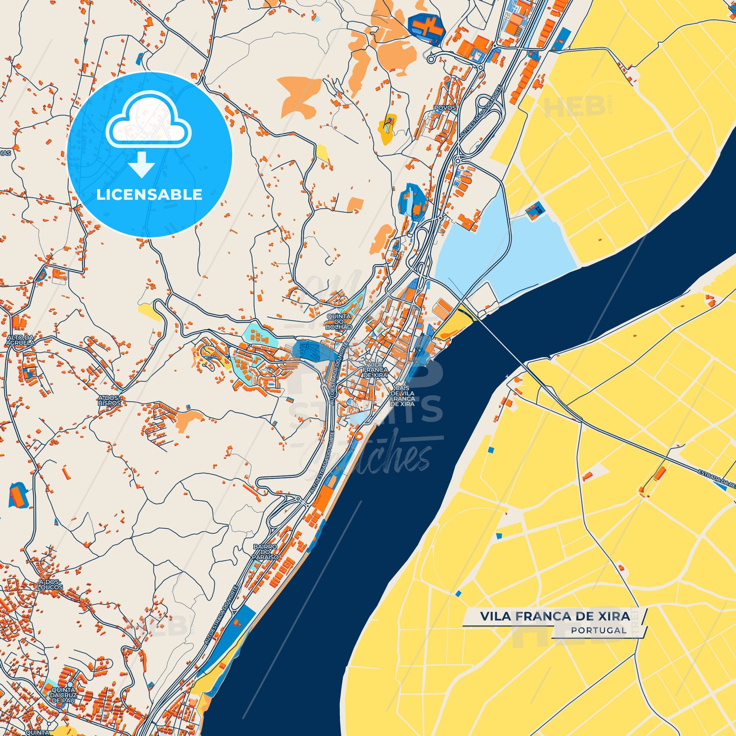 Canvas Print Template of Vila Franca de Xira Street Map