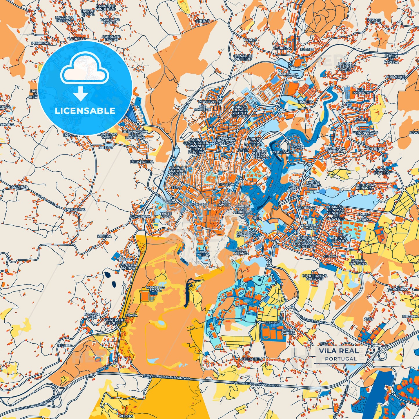 Canvas Print Template of Vila Real Street Map