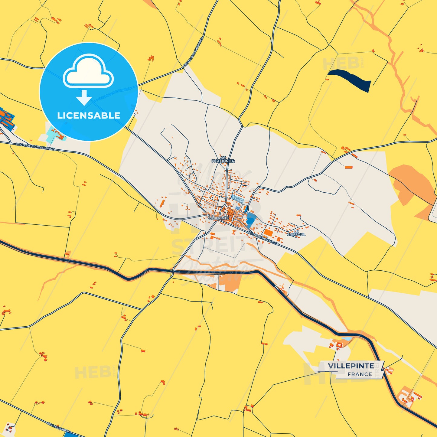 Canvas Print Template of Villepinte Street Map