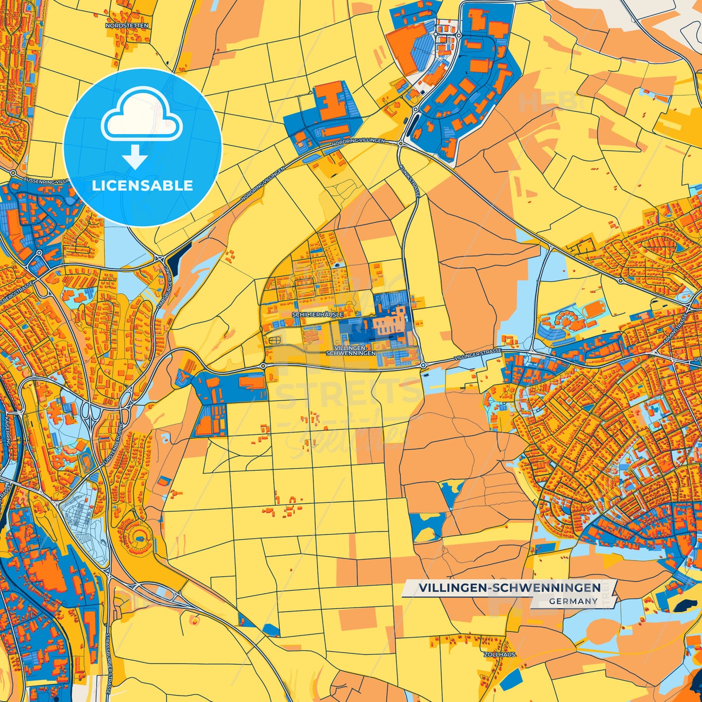 Canvas Print Template of Villingen-Schwenningen Street Map