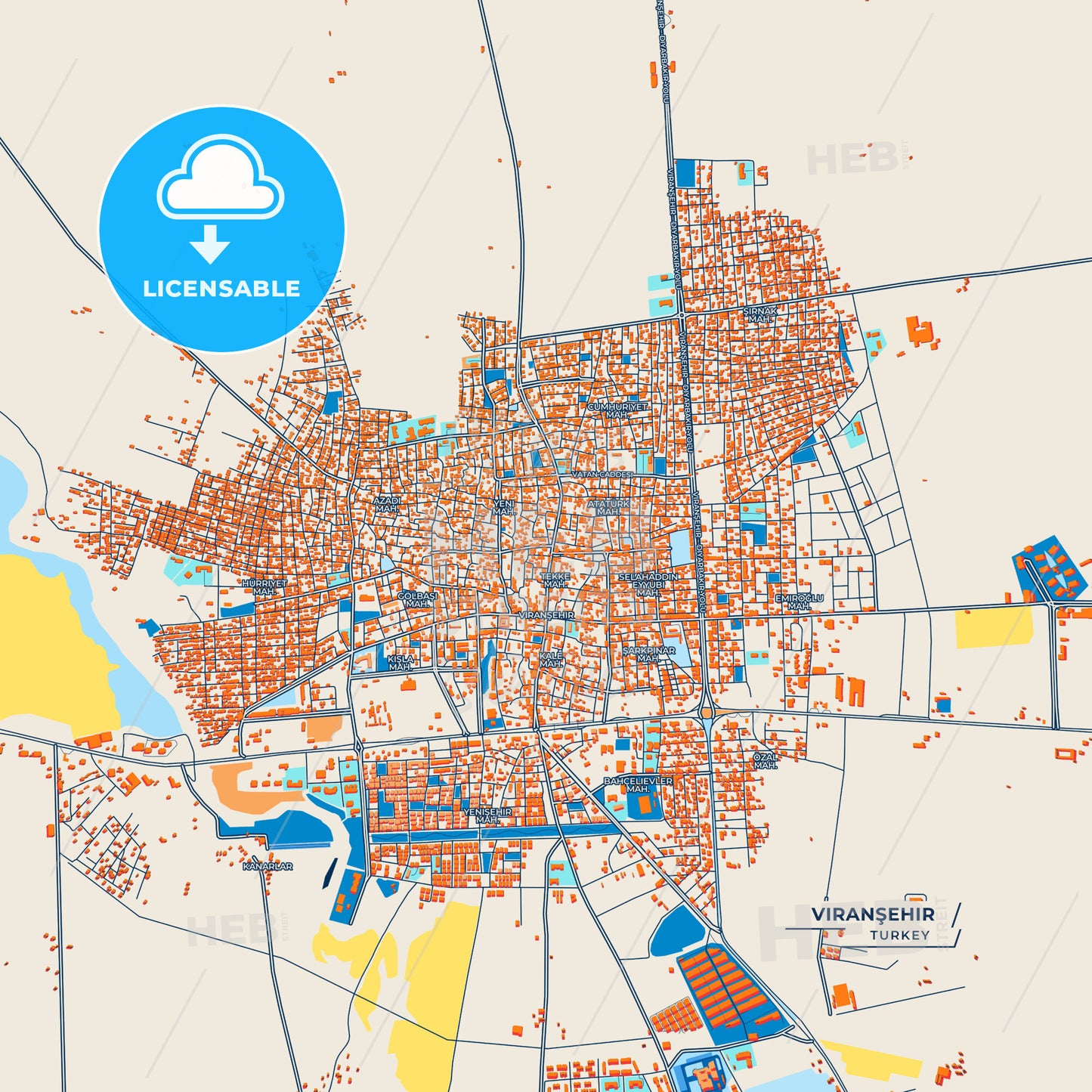 Canvas Print Template of Viranşehir Street Map
