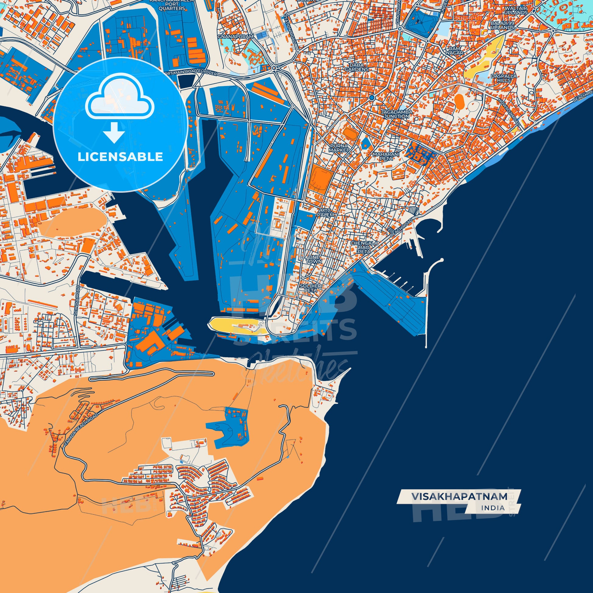 Canvas Print Template of Visakhapatnam Street Map