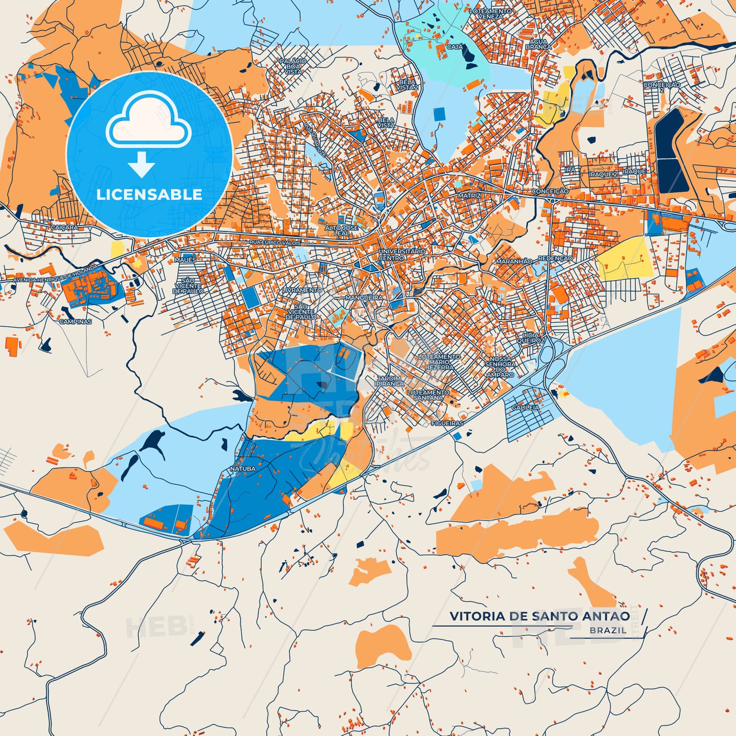 Canvas Print Template of Vitoria de Santo Antao Street Map