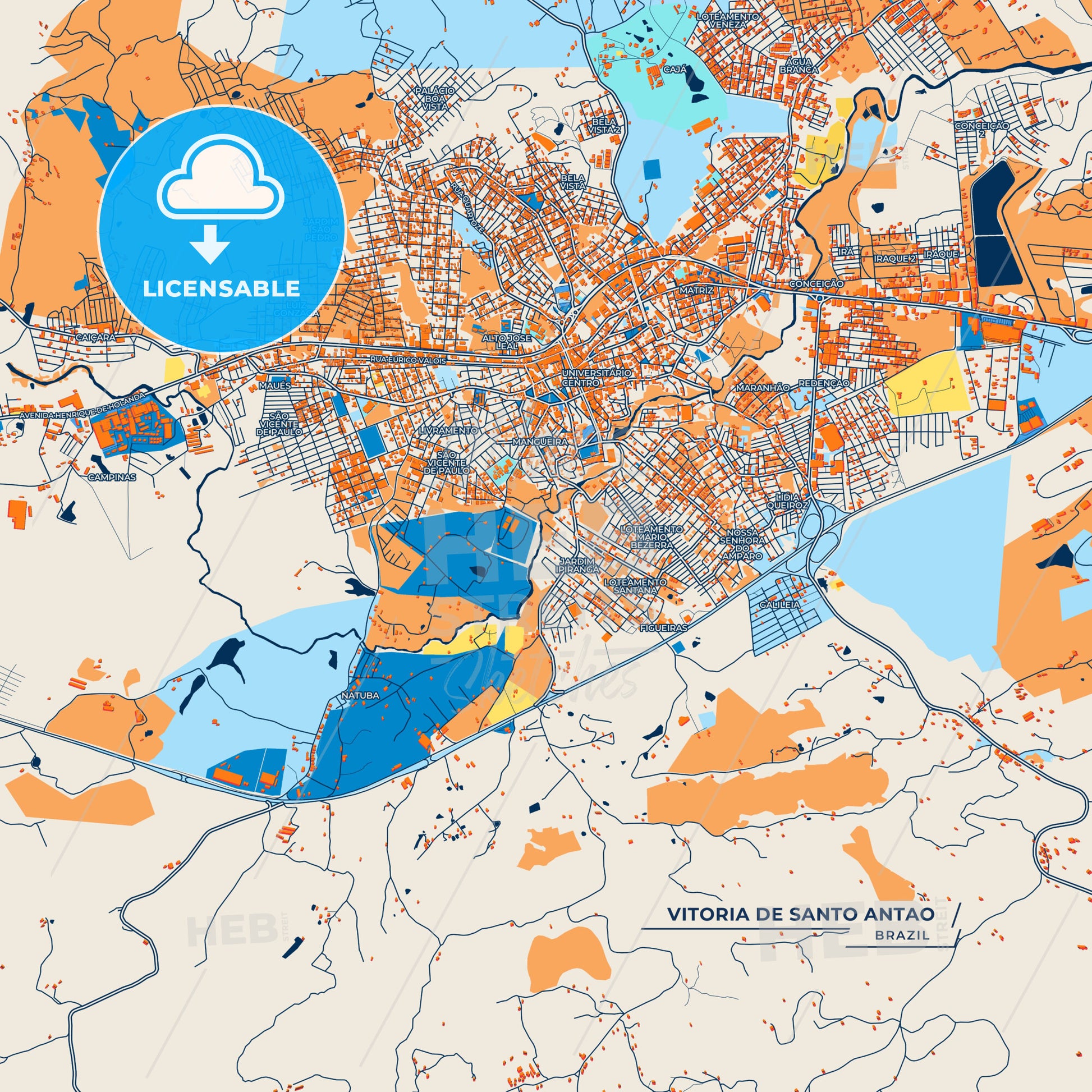 Canvas Print Template of Vitoria de Santo Antao Street Map