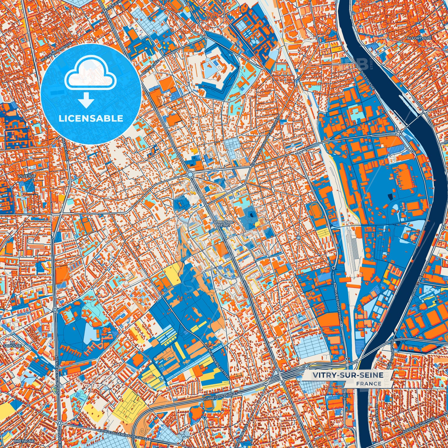 Canvas Print Template of Vitry-sur-Seine Street Map