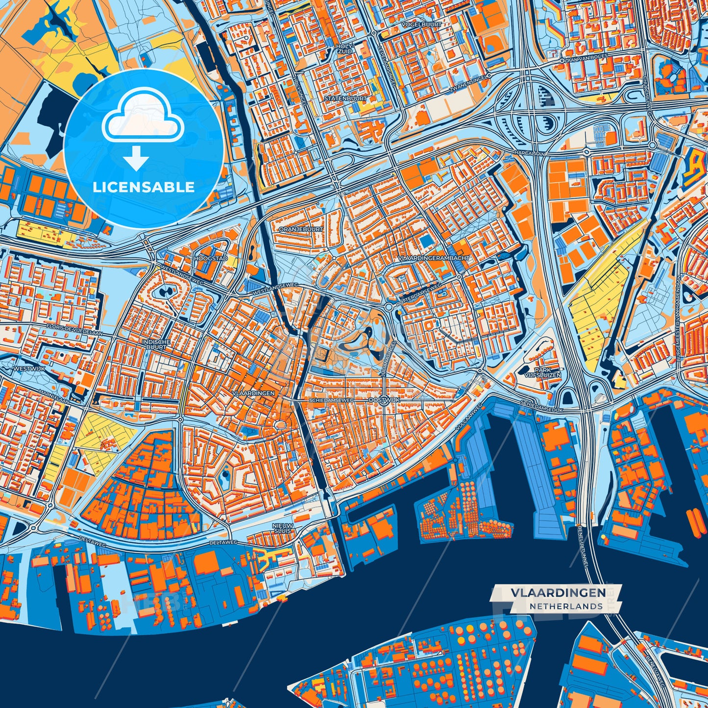 Canvas Print Template of Vlaardingen Street Map