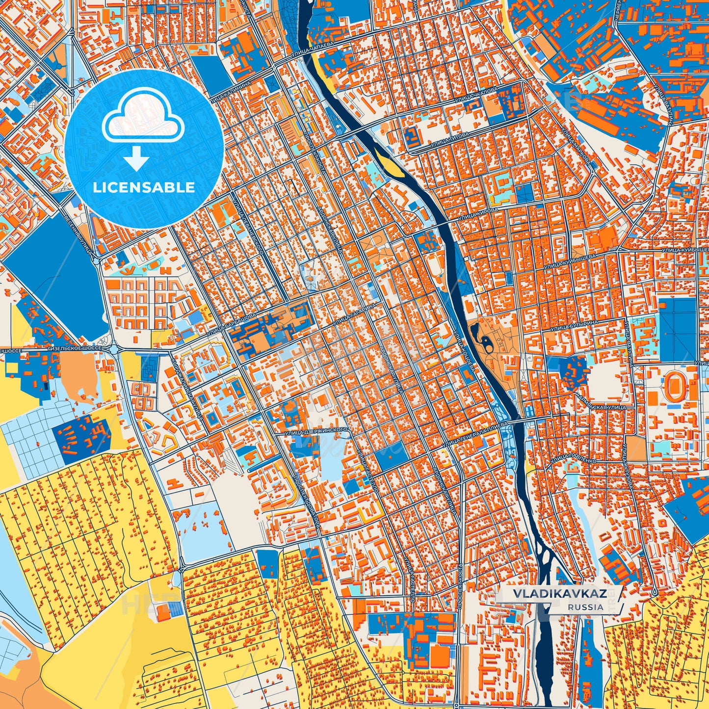 Canvas Print Template of Vladikavkaz Street Map