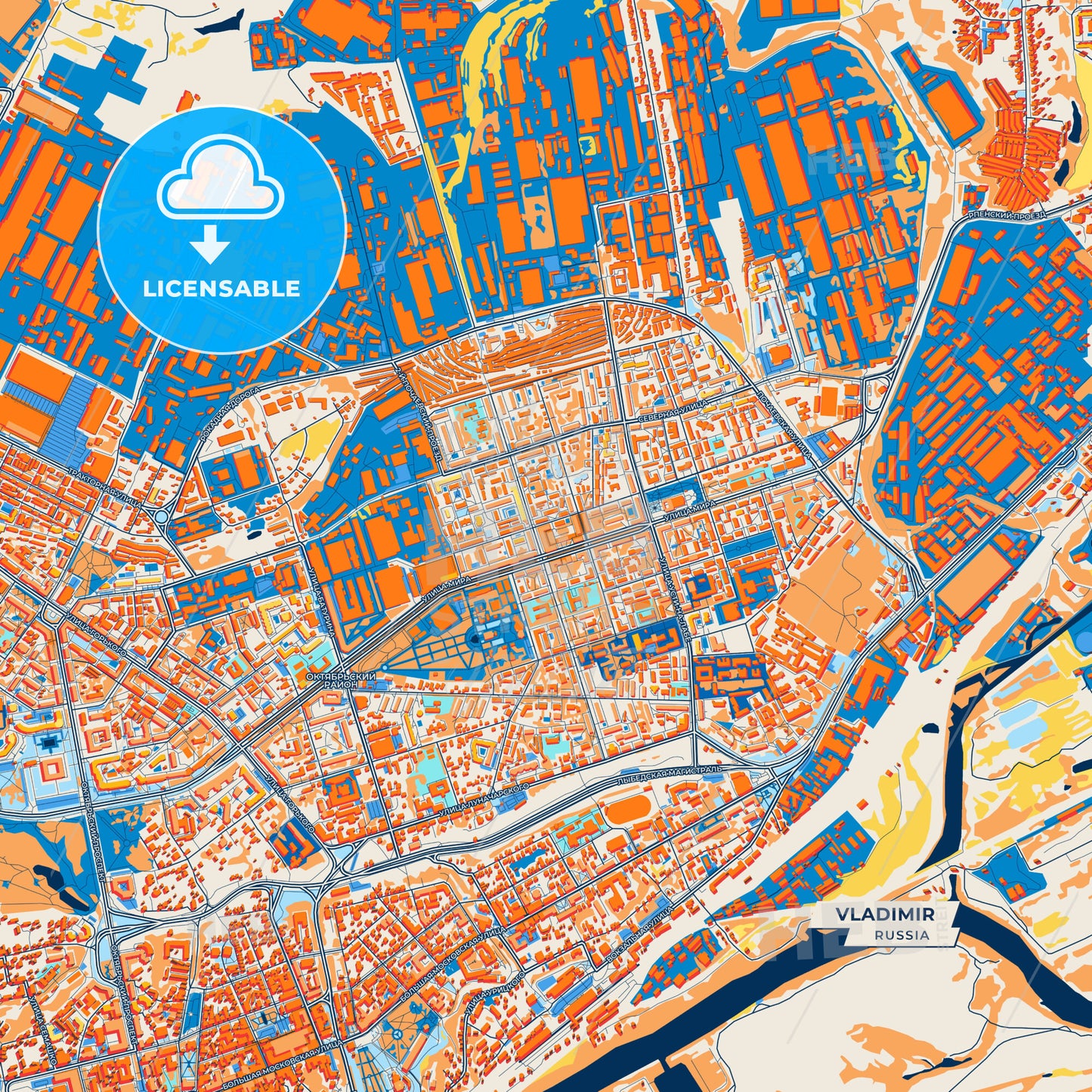 Canvas Print Template of Vladimir Street Map