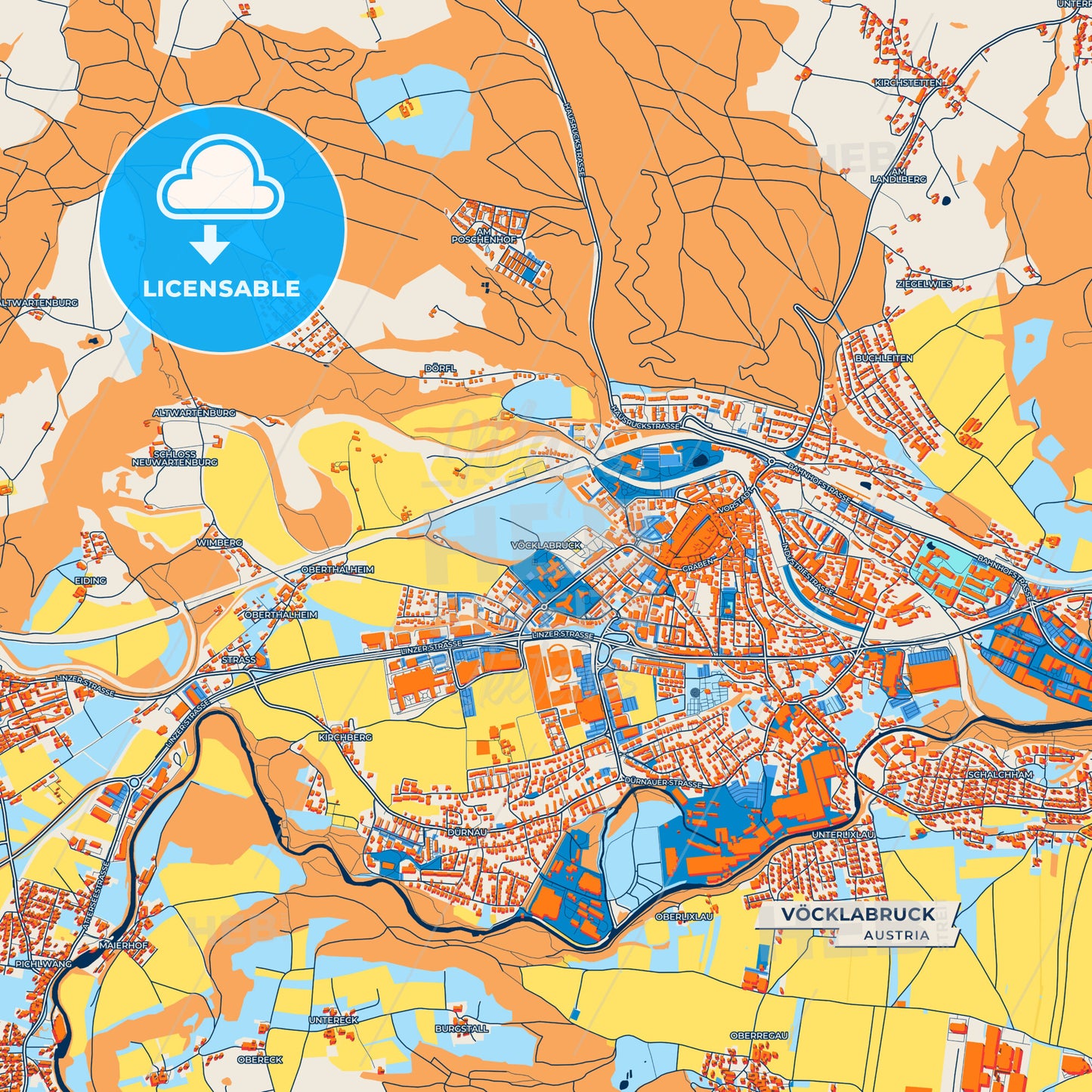 Canvas Print Template of Vöcklabruck Street Map