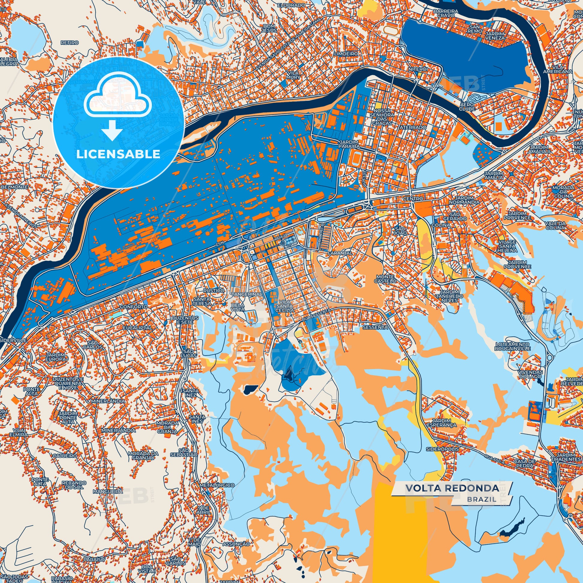 Canvas Print Template of Volta Redonda Street Map