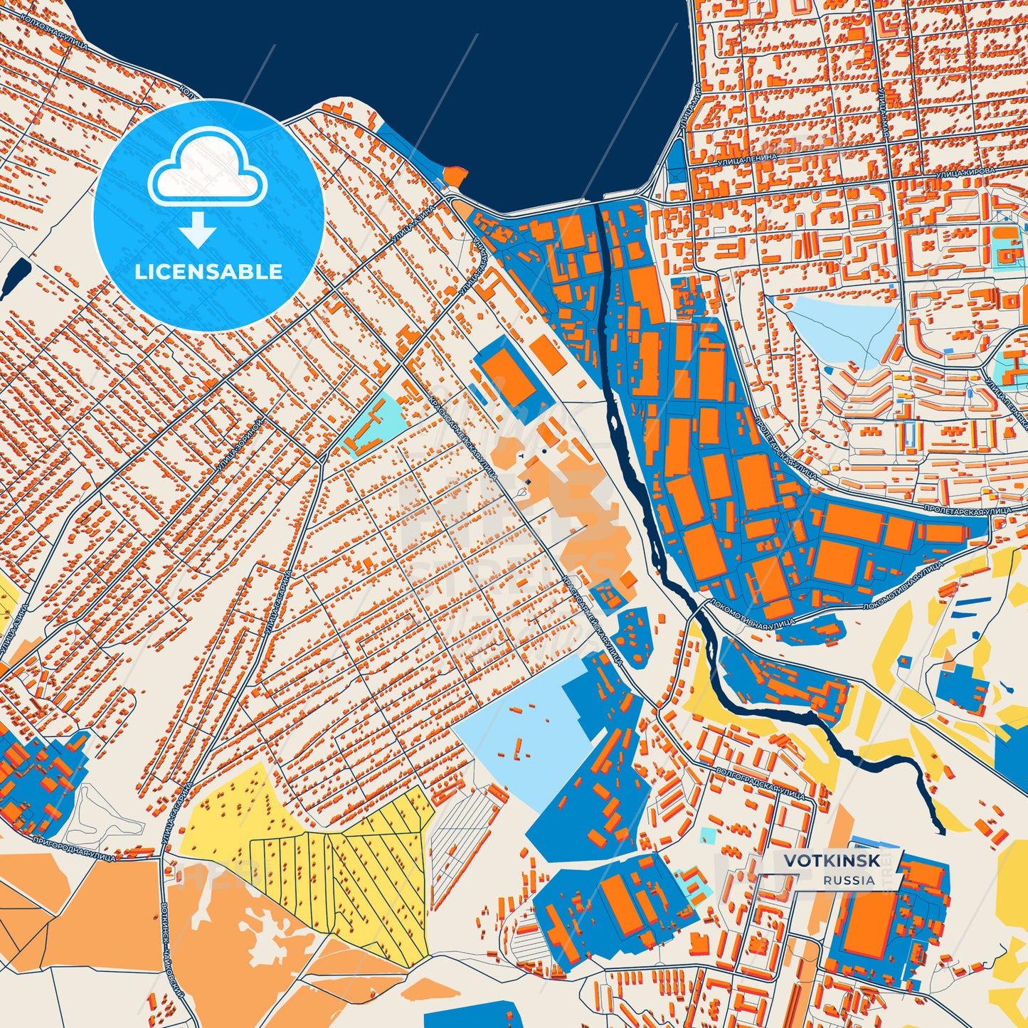Canvas Print Template of Votkinsk Street Map