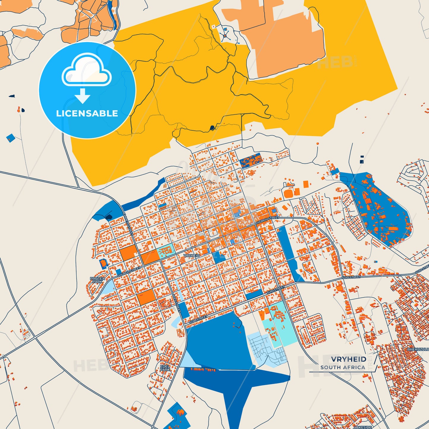 Canvas Print Template of Vryheid Street Map