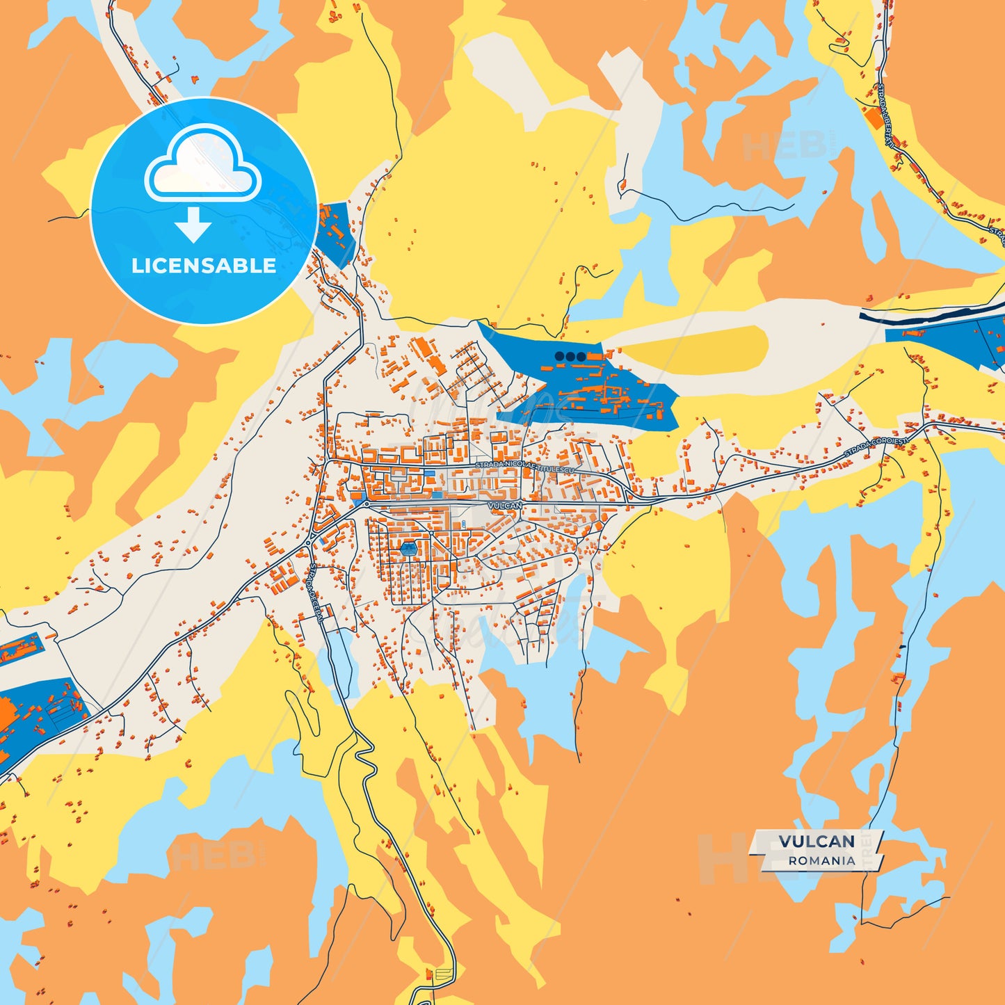 Canvas Print Template of Vulcan Street Map
