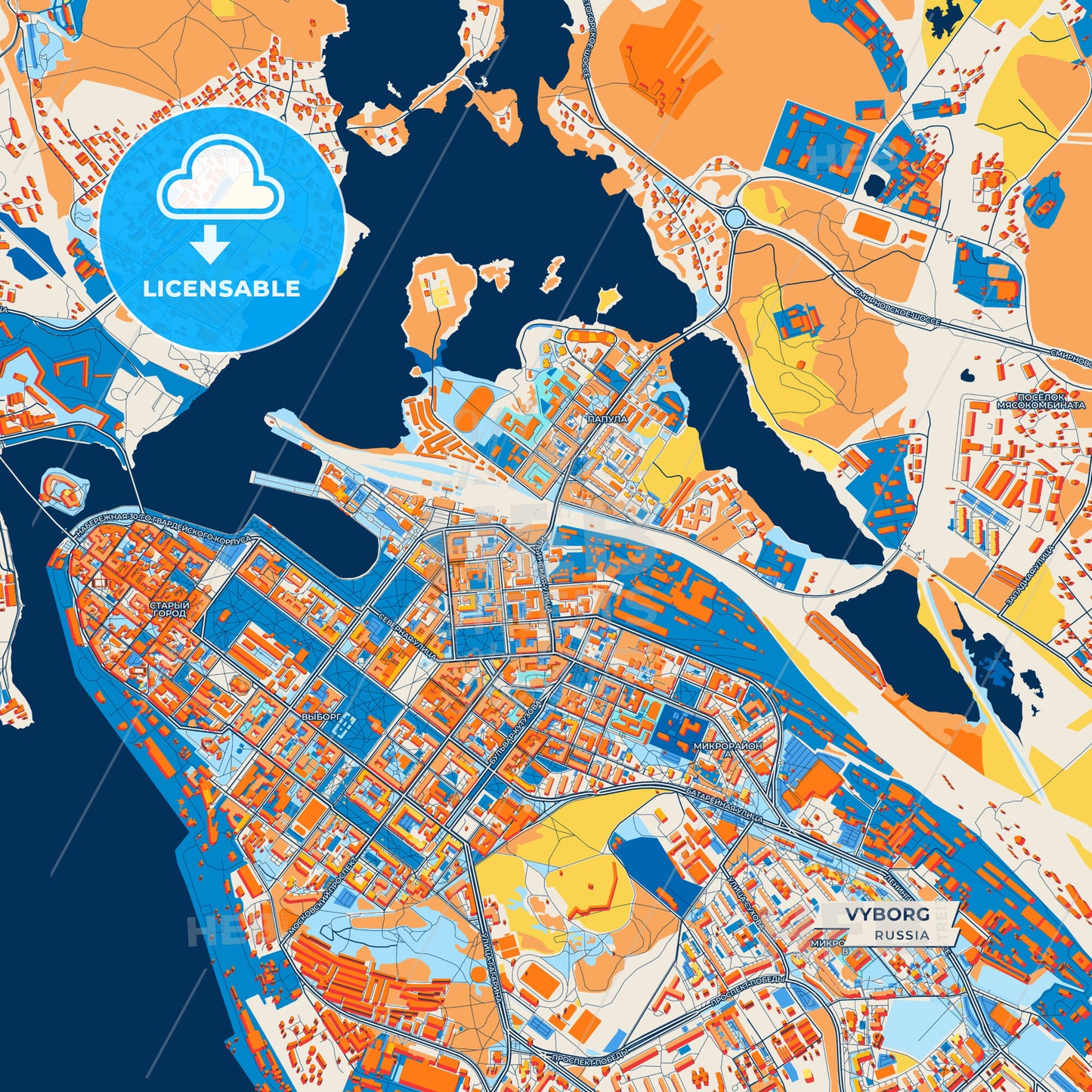 Canvas Print Template of Vyborg Street Map