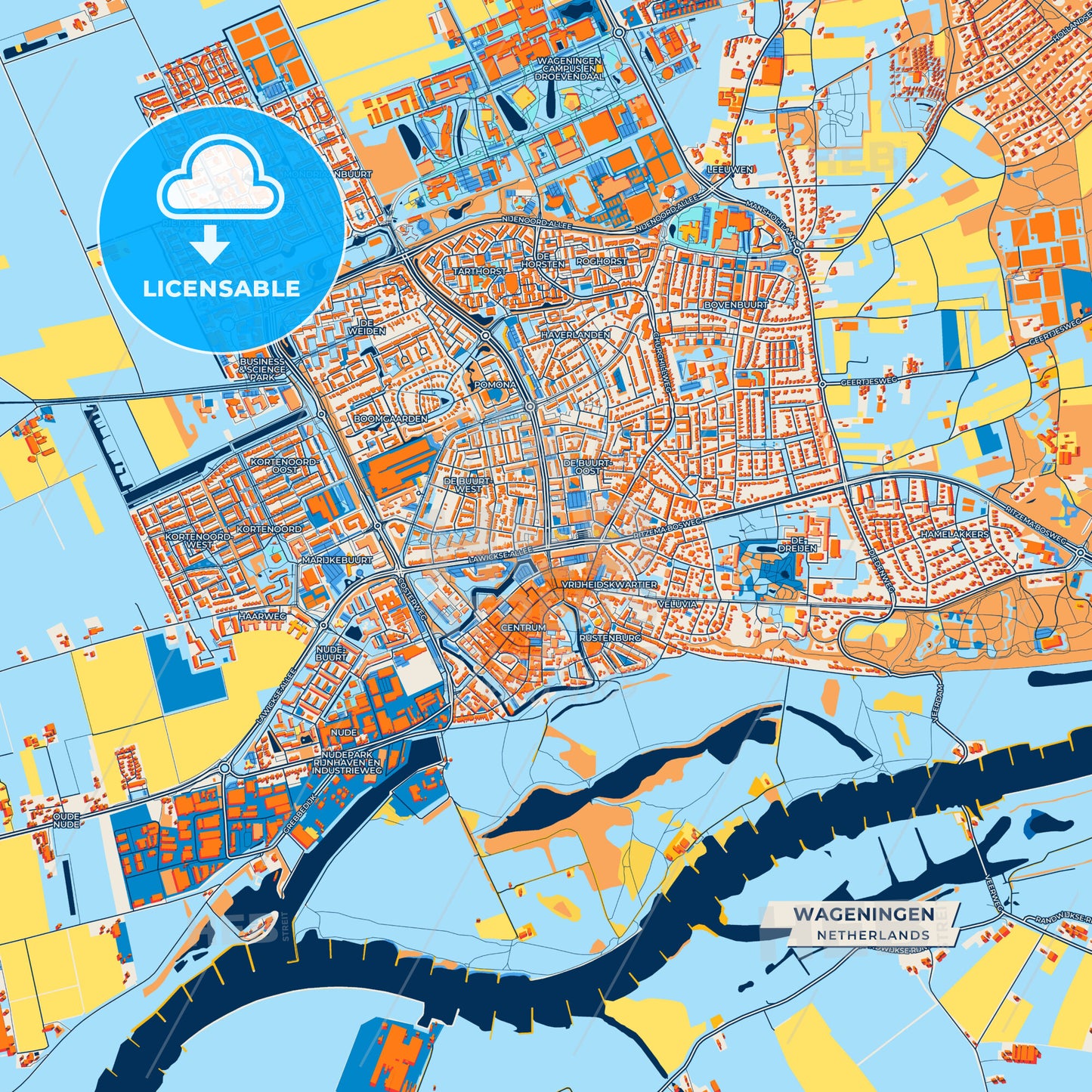 Canvas Print Template of Wageningen Street Map