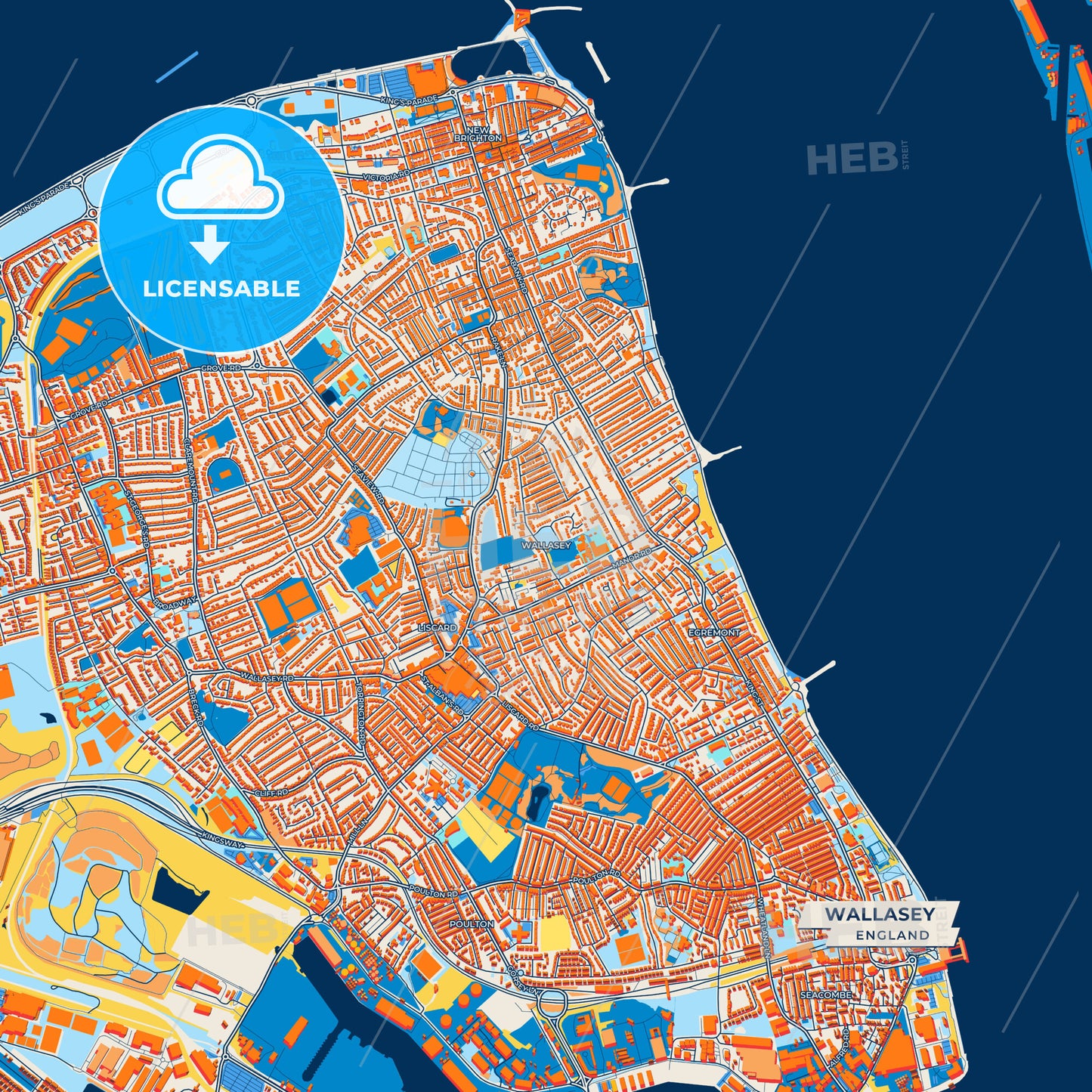 Canvas Print Template of Wallasey Street Map