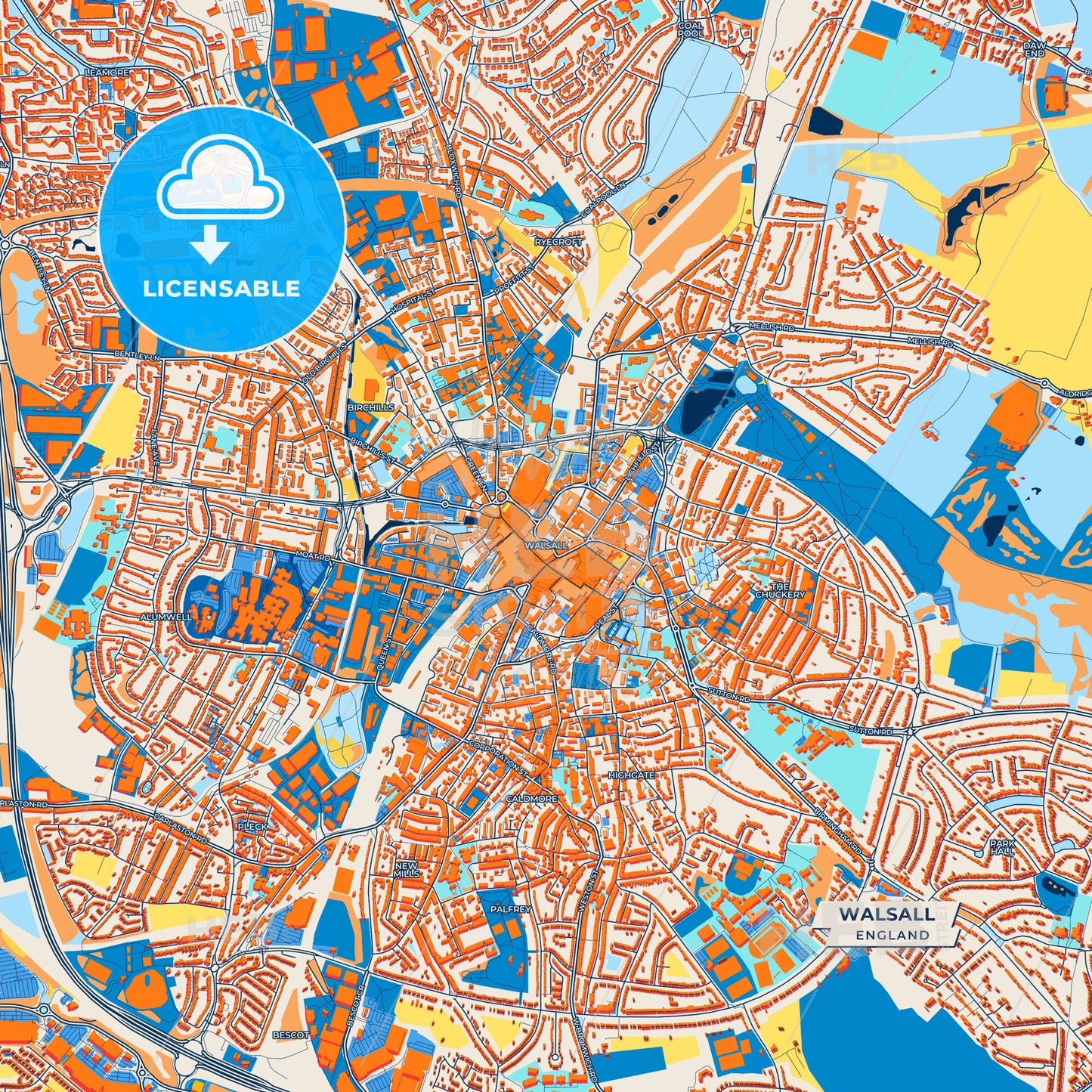 Canvas Print Template of Walsall Street Map