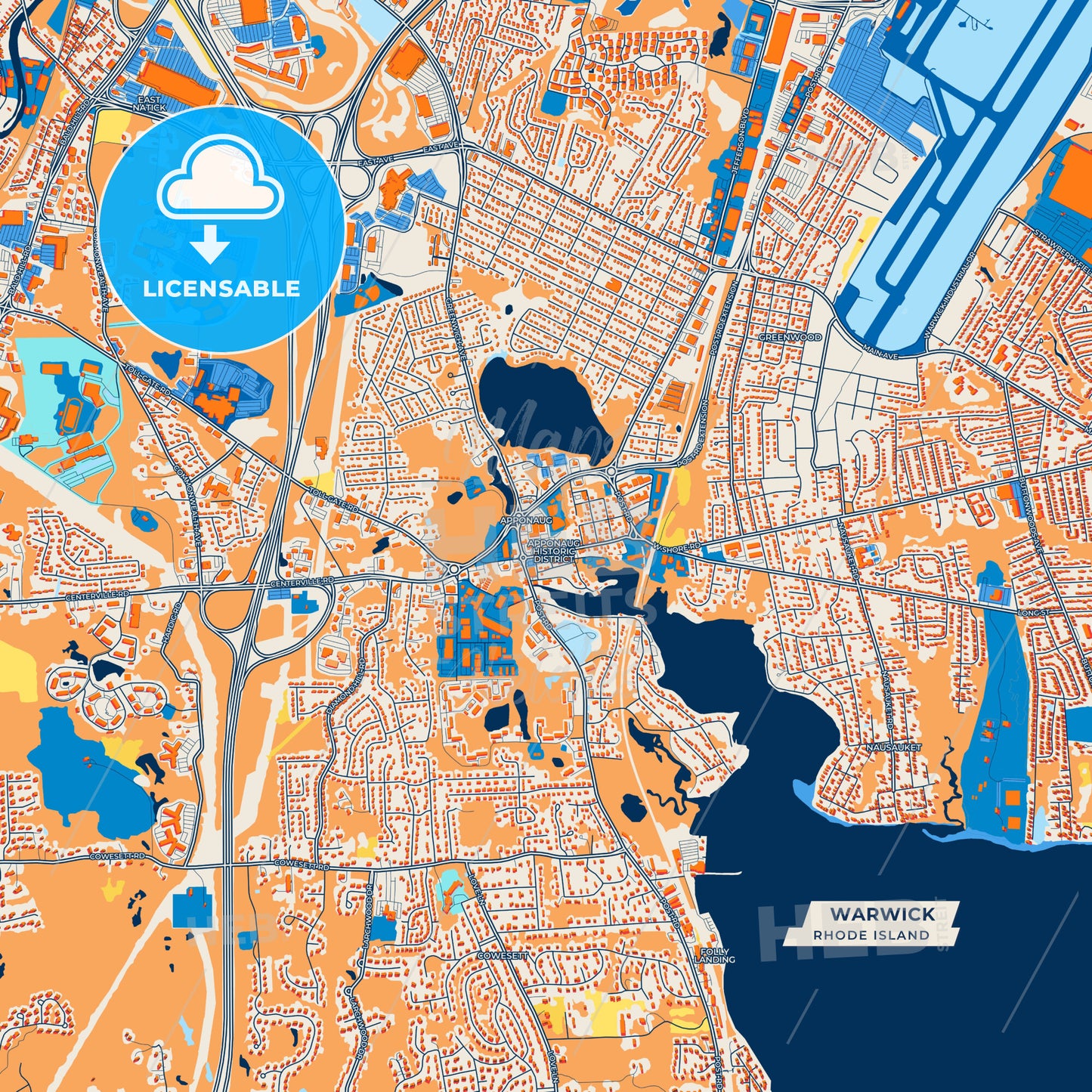 Canvas Print Template of Warwick Street Map