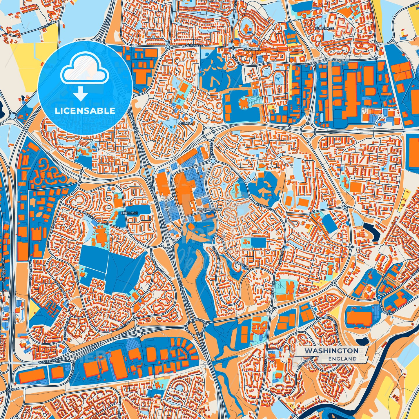 Canvas Print Template of Washington Street Map