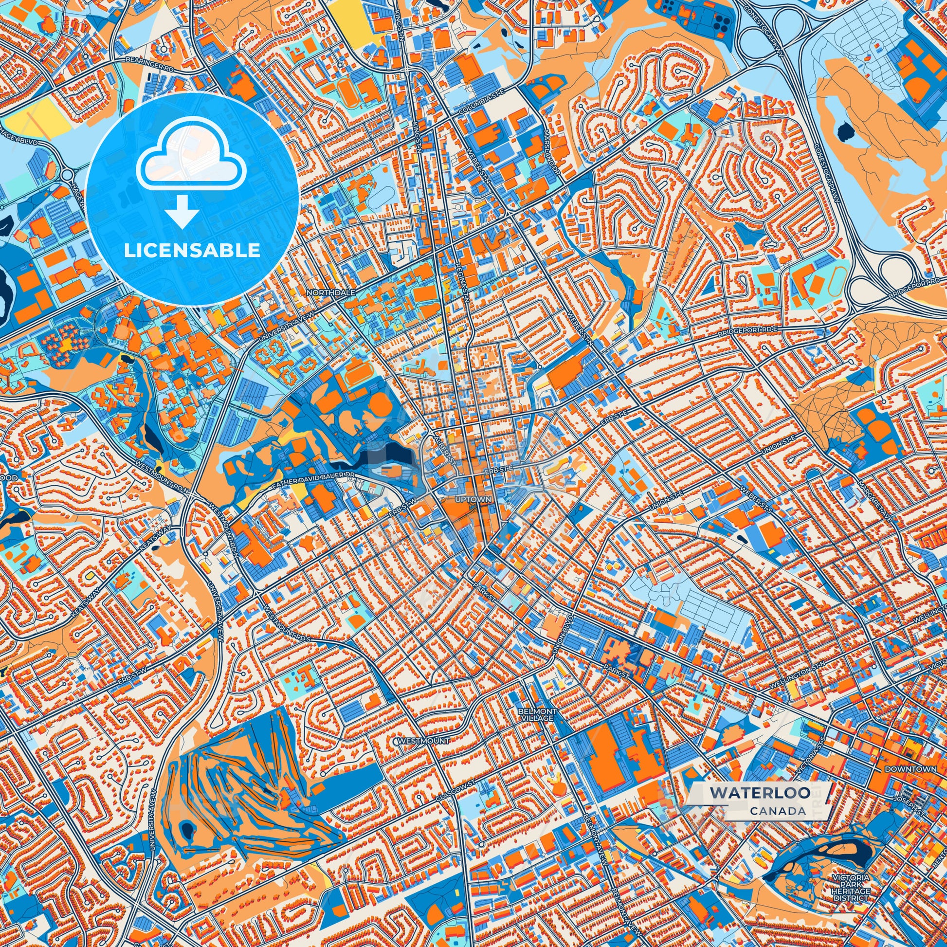 Canvas Print Template of Waterloo Street Map