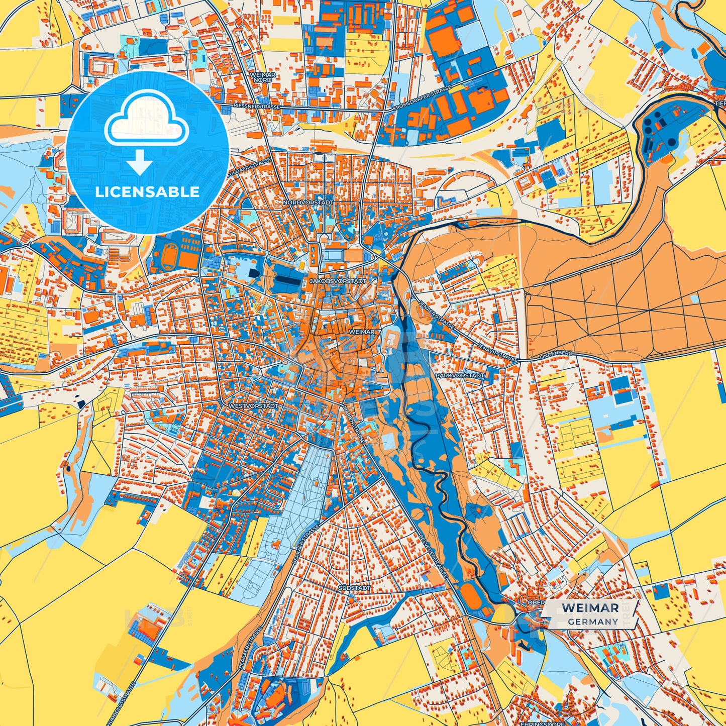Canvas Print Template of Weimar Street Map