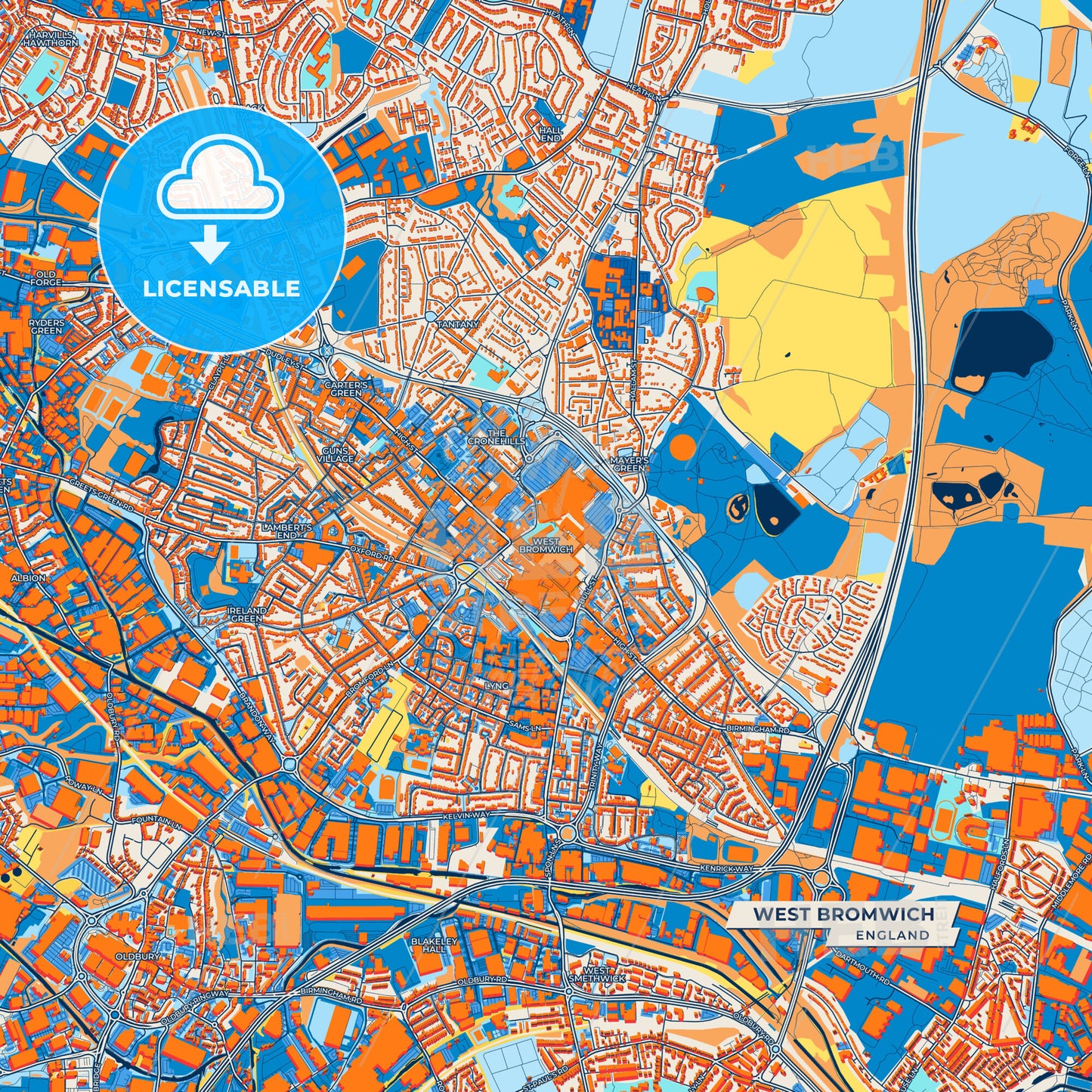 Canvas Print Template of West Bromwich Street Map