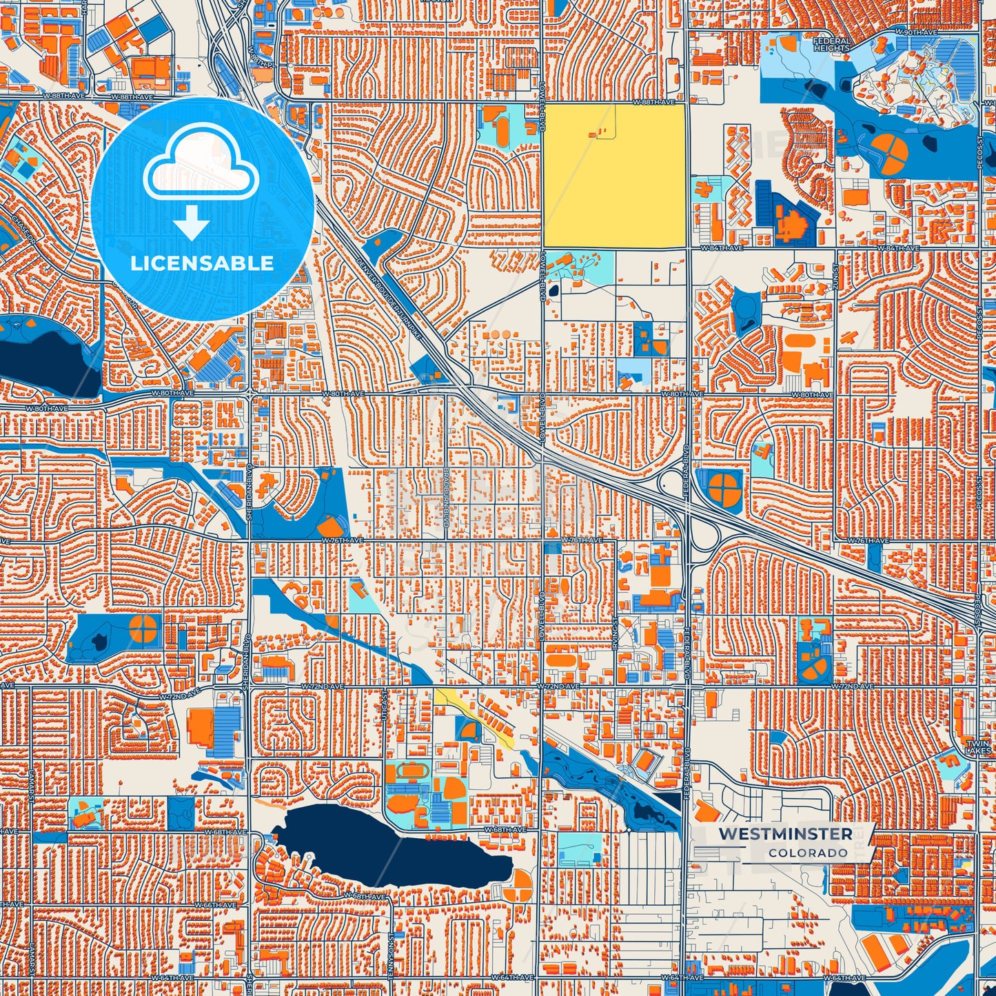 Canvas Print Template of Westminster Street Map