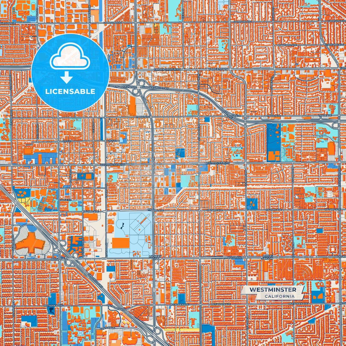 Canvas Print Template of Westminster Street Map