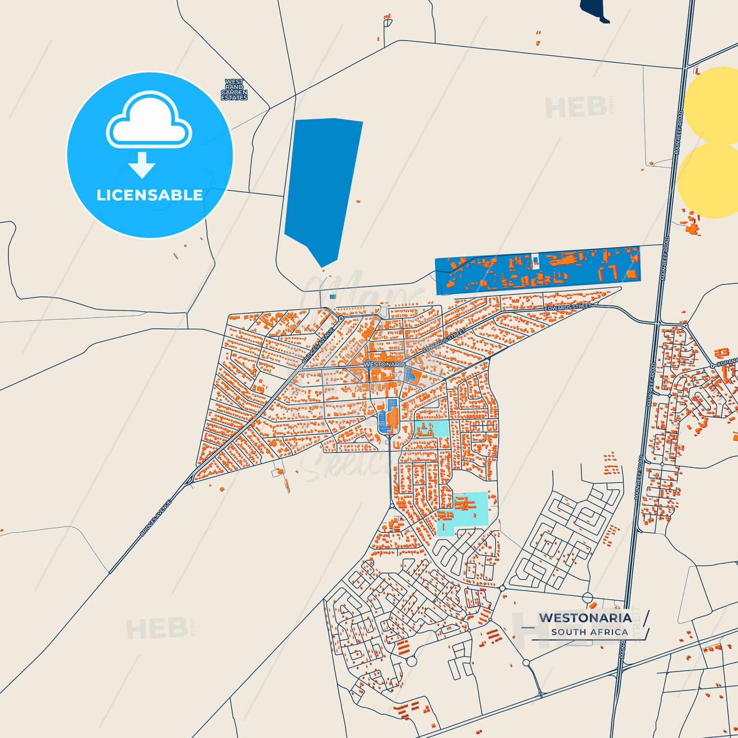 Canvas Print Template of Westonaria Street Map