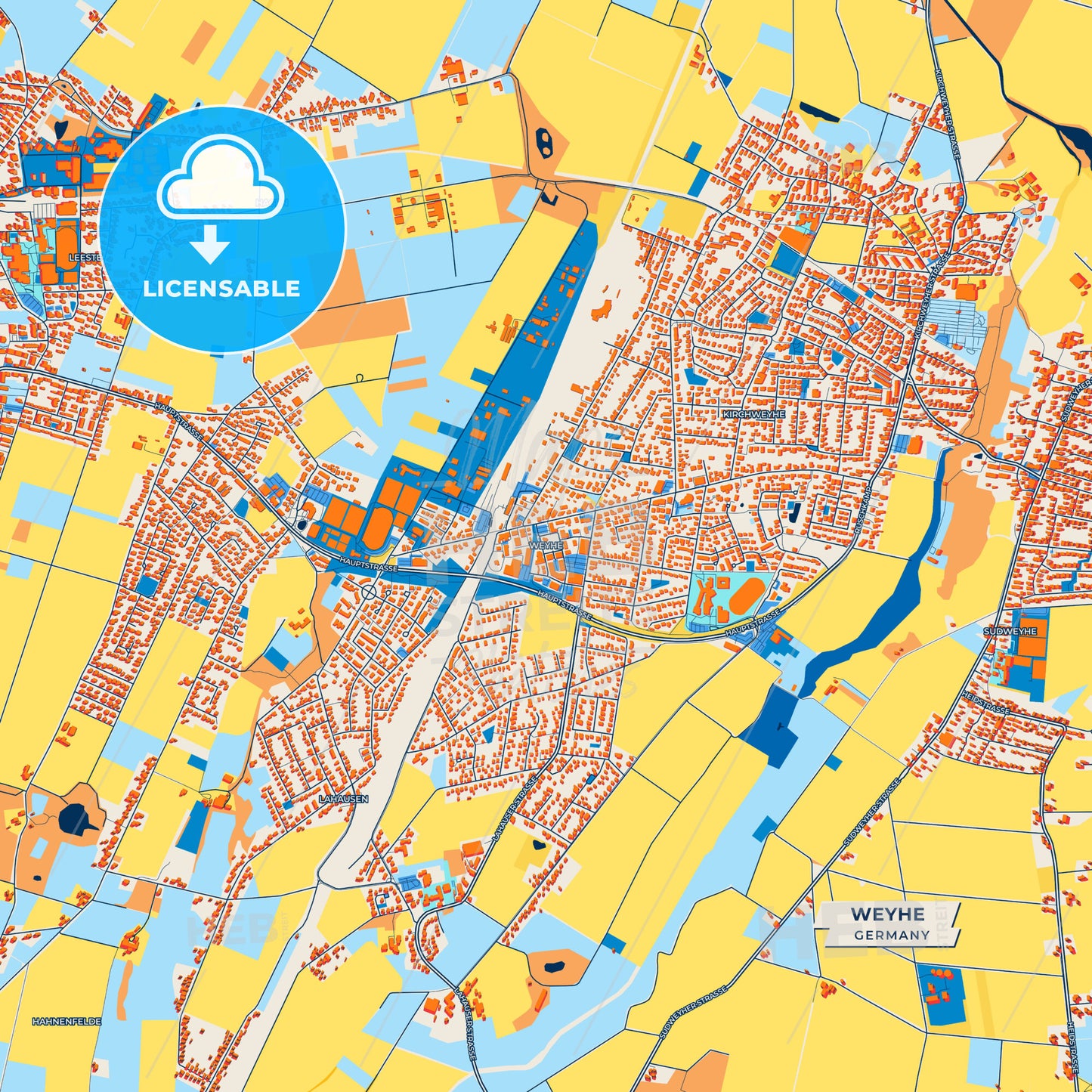 Canvas Print Template of Weyhe Street Map