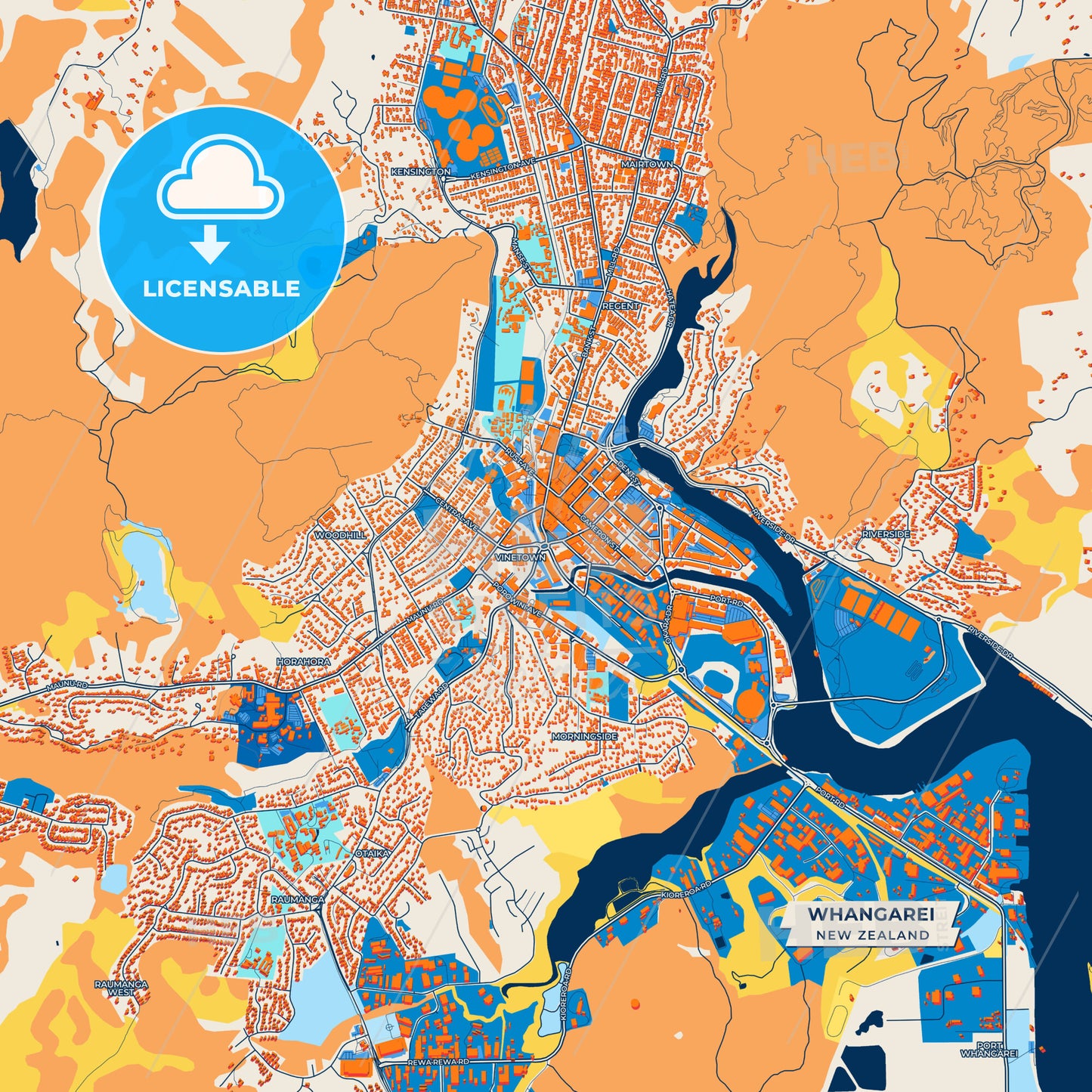 Canvas Print Template of Whangarei Street Map