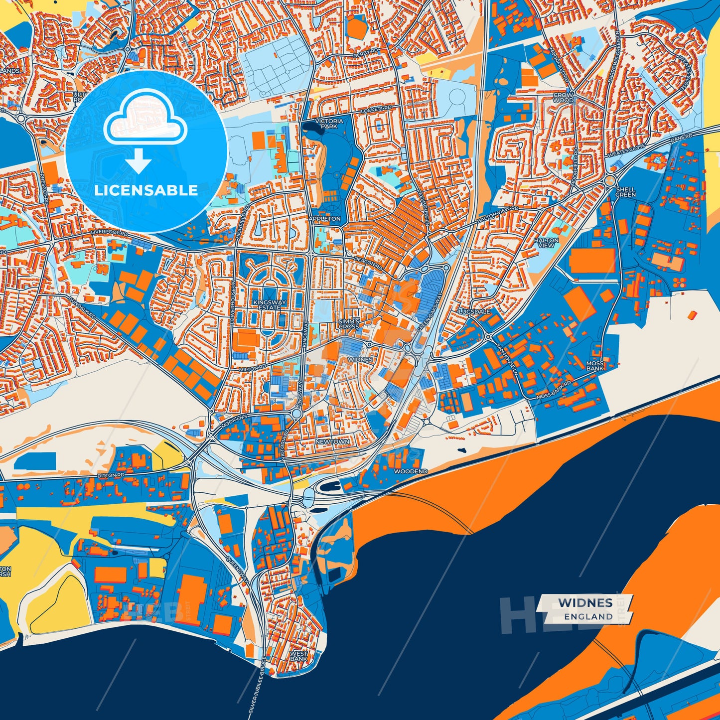 Canvas Print Template of Widnes Street Map