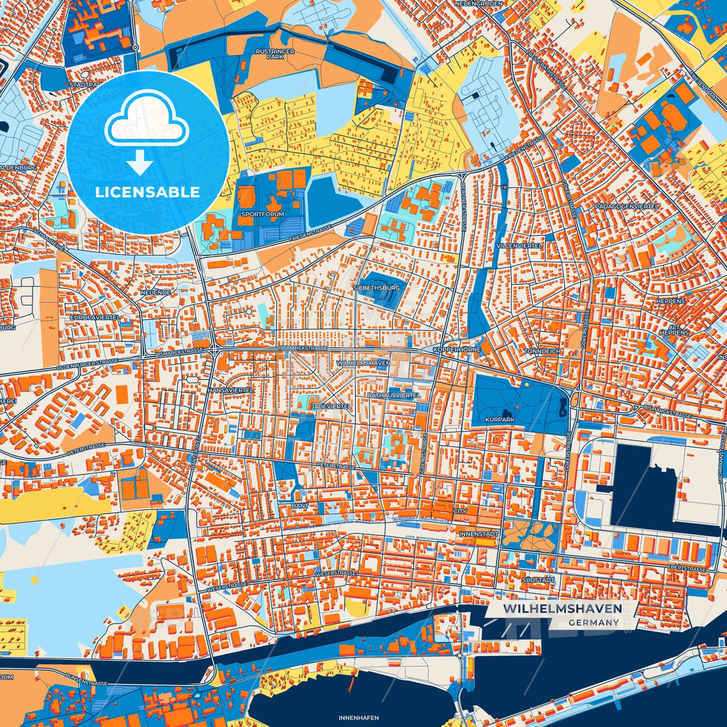 Canvas Print Template of Wilhelmshaven Street Map