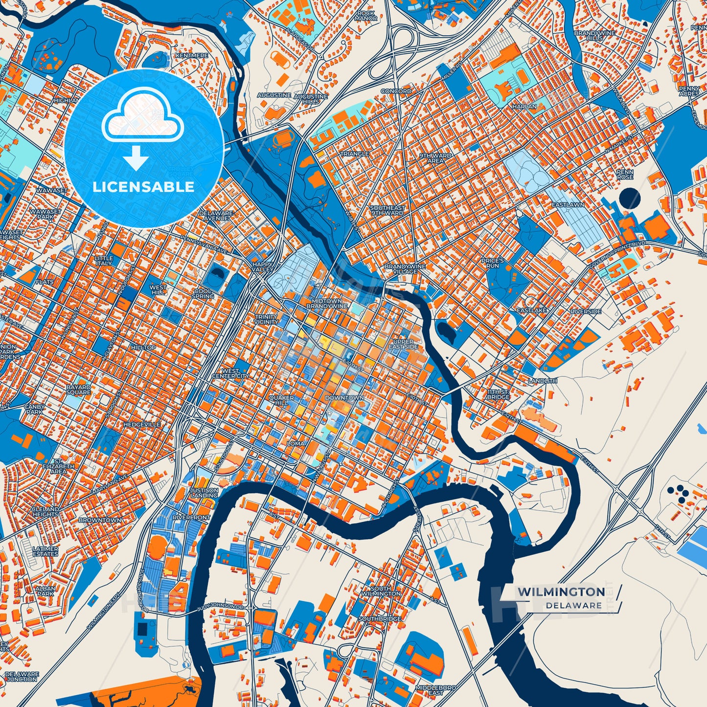 Canvas Print Template of Wilmington Street Map