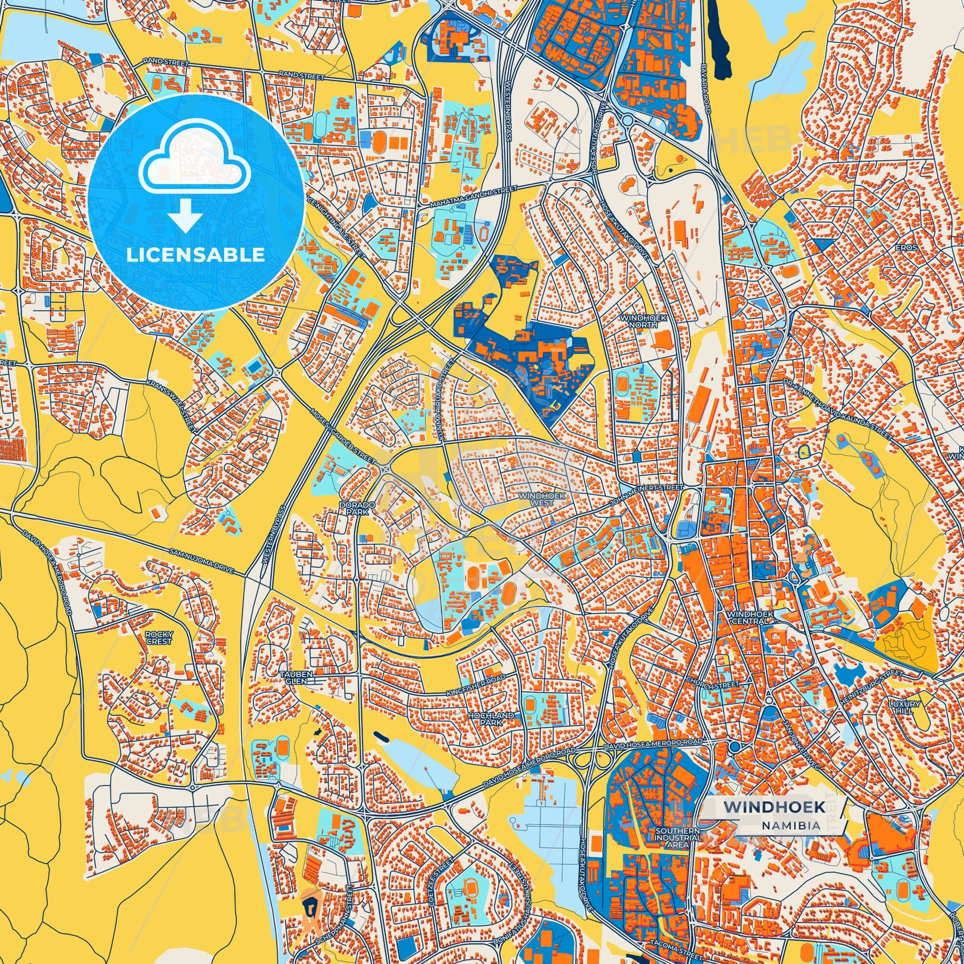 Canvas Print Template of Windhoek Street Map