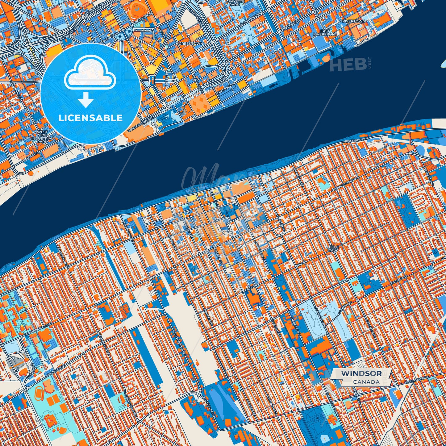 Canvas Print Template of Windsor Street Map