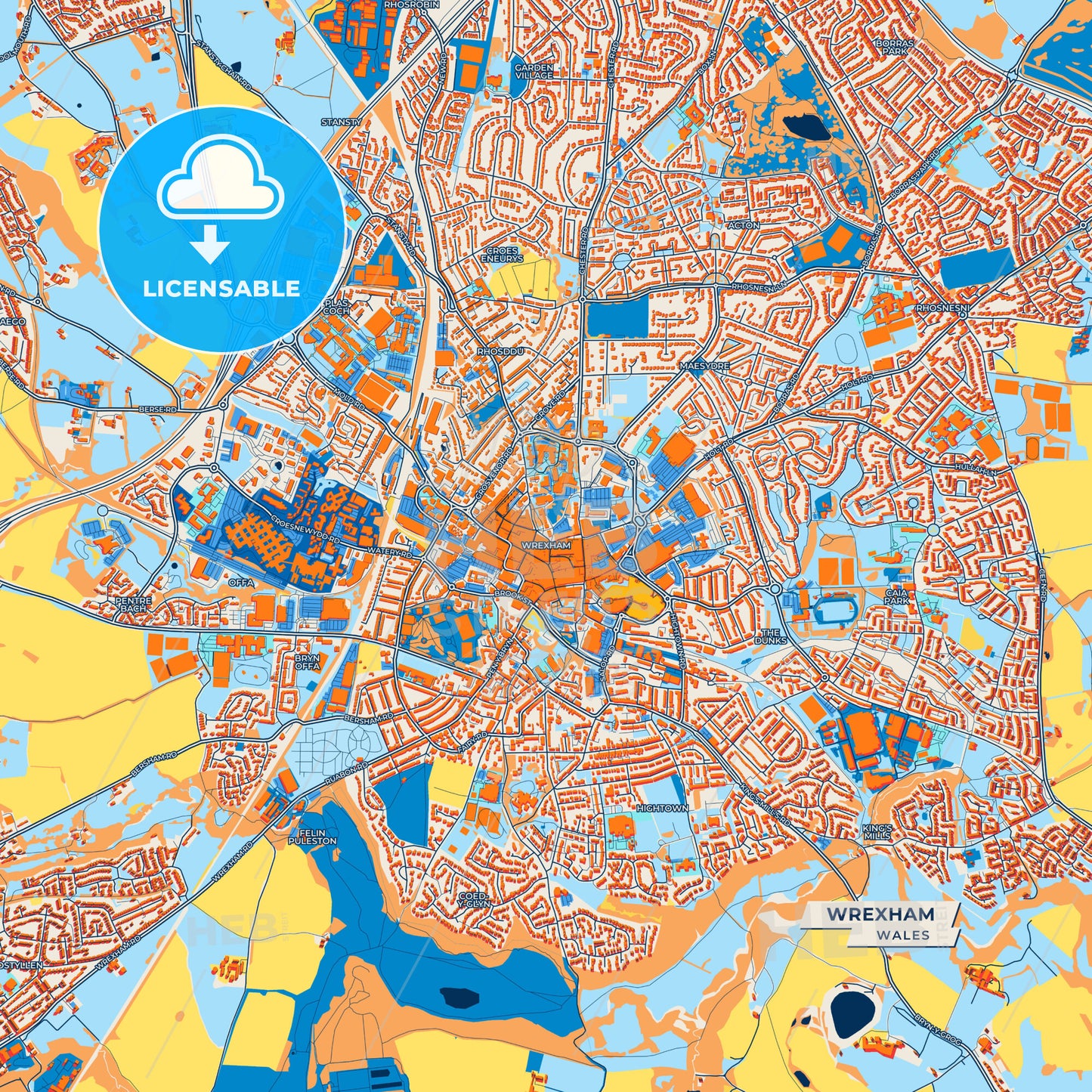 Canvas Print Template of Wrexham Street Map