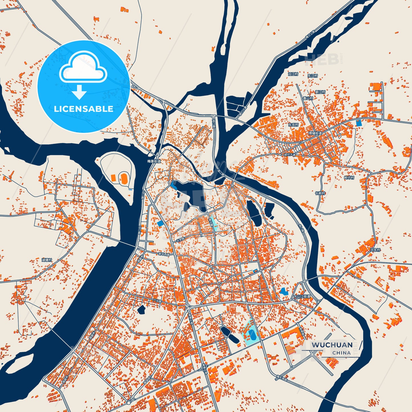 Canvas Print Template of Wuchuan Street Map