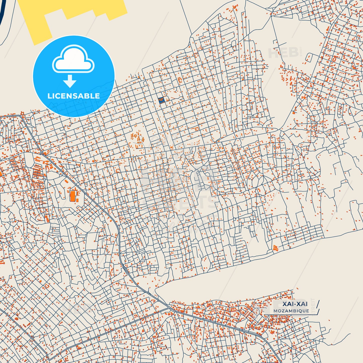Canvas Print Template of Xai-Xai Street Map