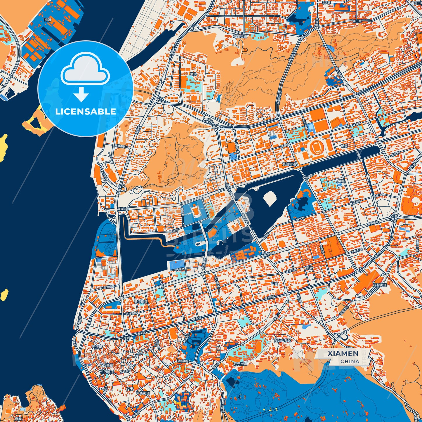 Canvas Print Template of Xiamen Street Map