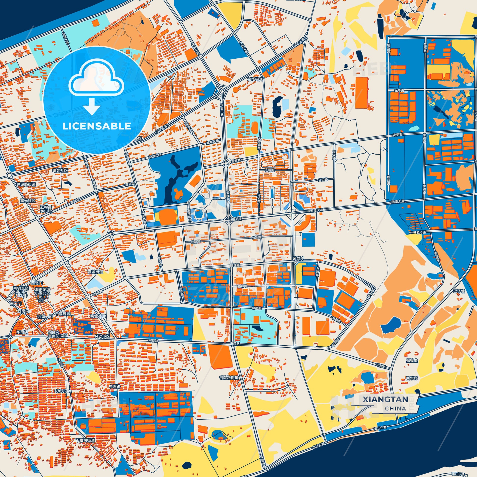 Canvas Print Template of Xiangtan Street Map