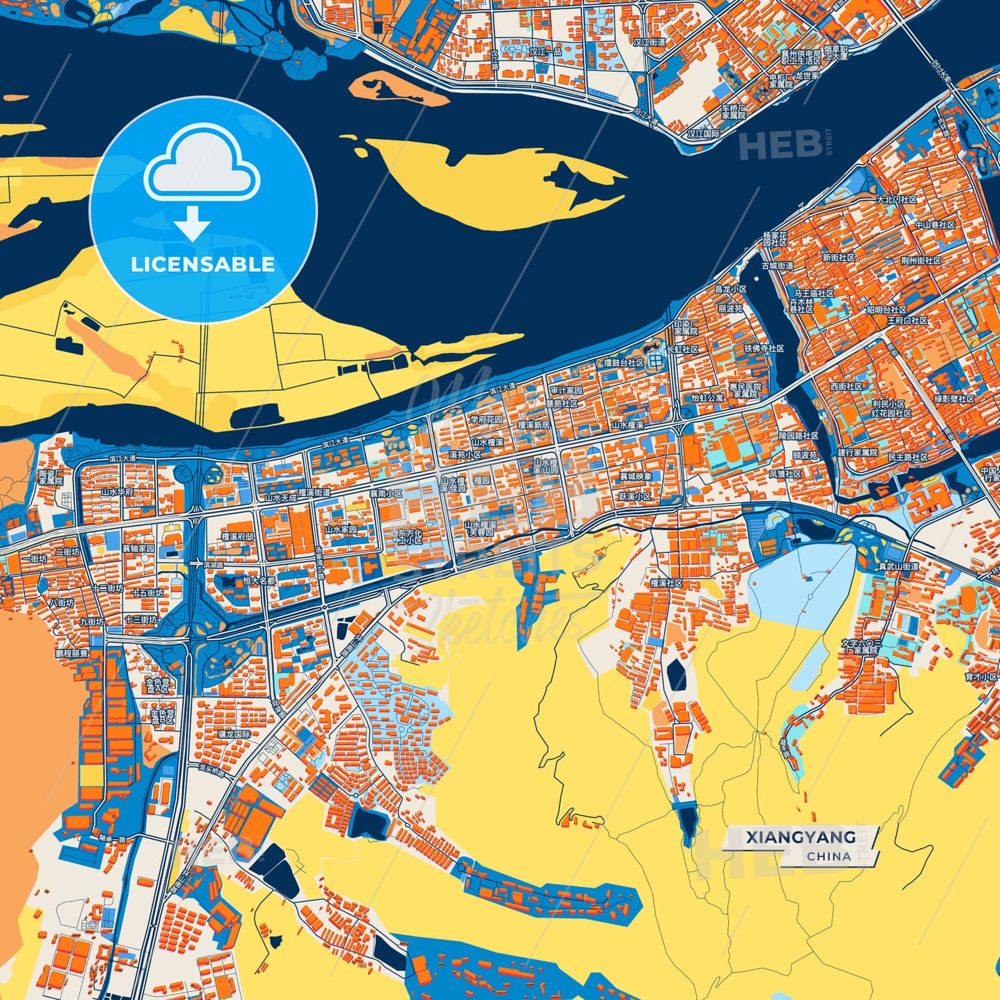 Canvas Print Template of Xiangyang Street Map