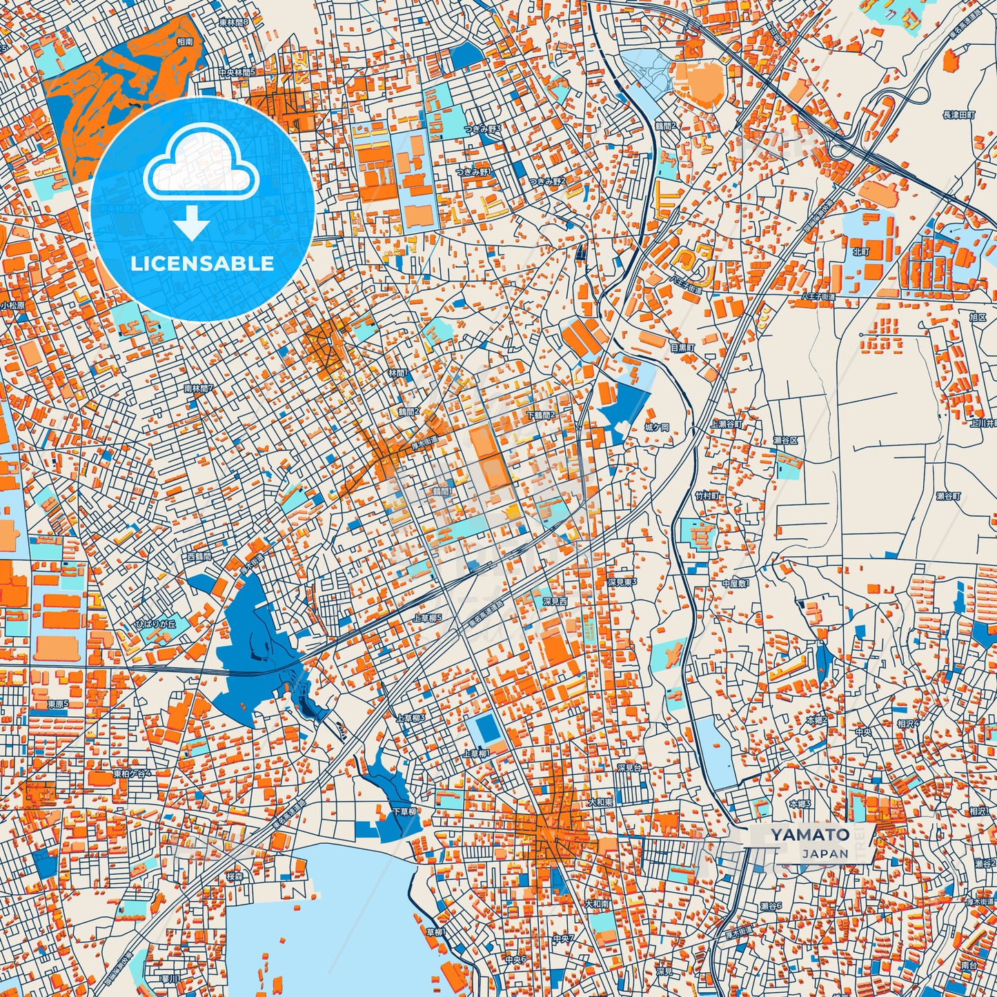 Canvas Print Template of Yamato Street Map