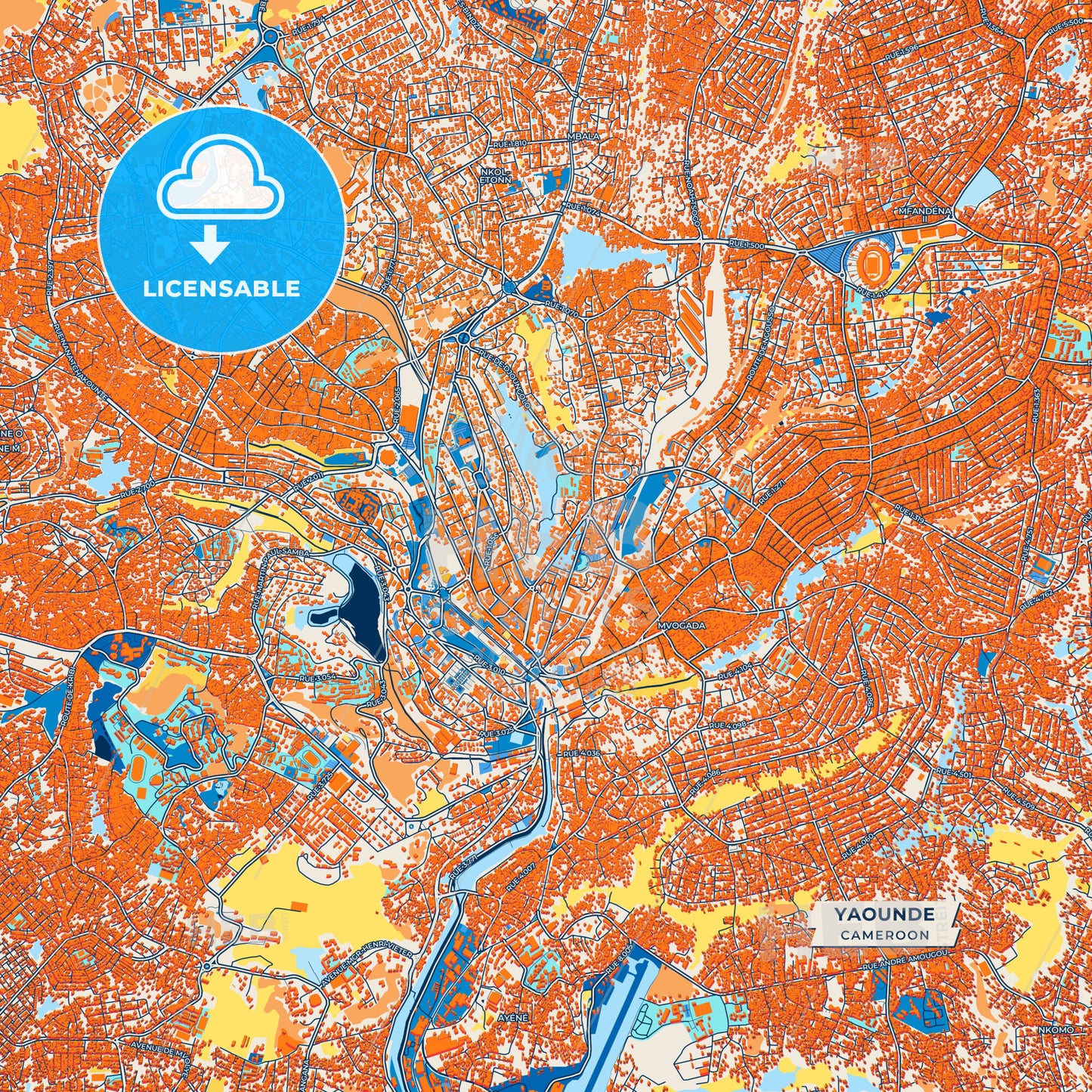 Canvas Print Template of Yaounde Street Map