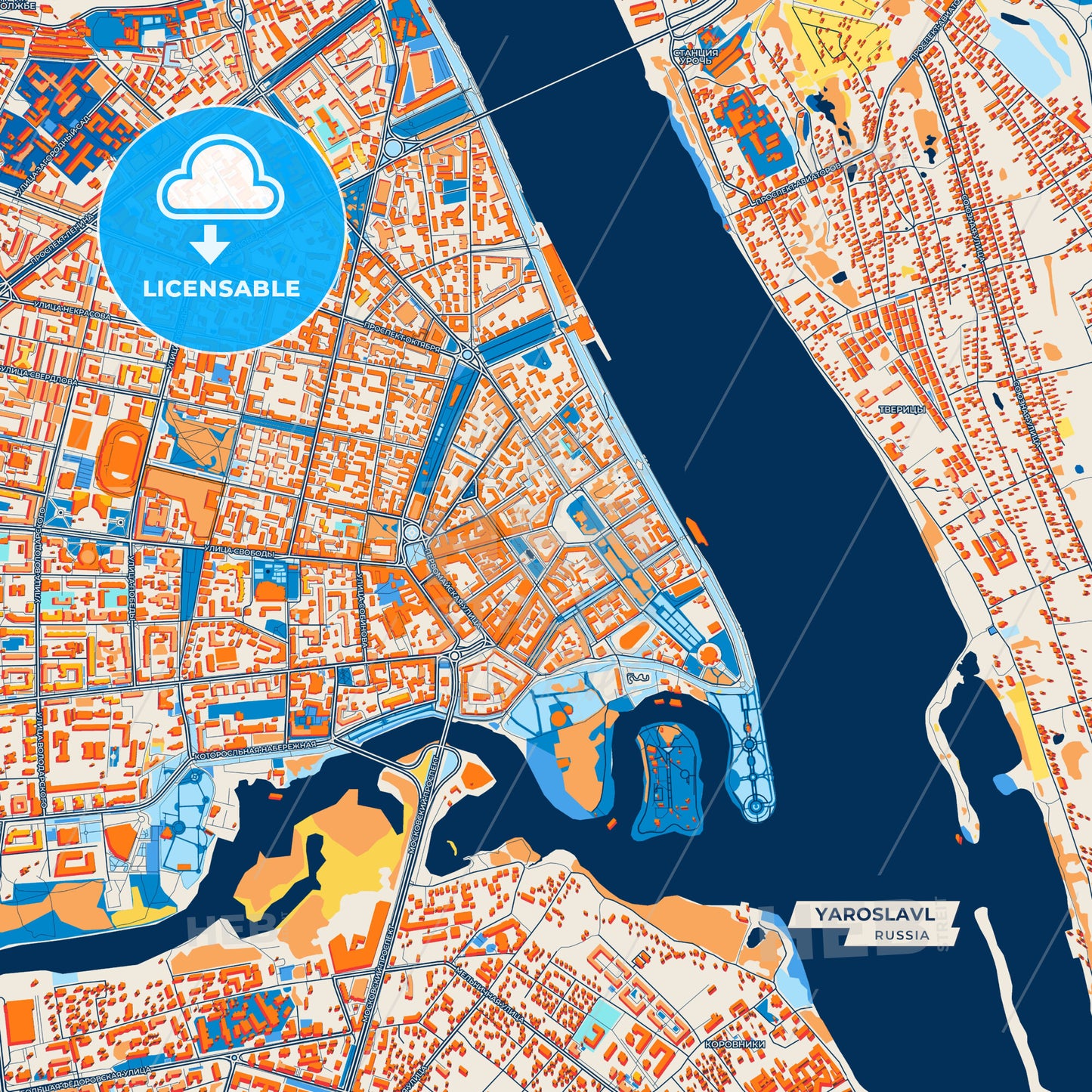 Canvas Print Template of Yaroslavl Street Map