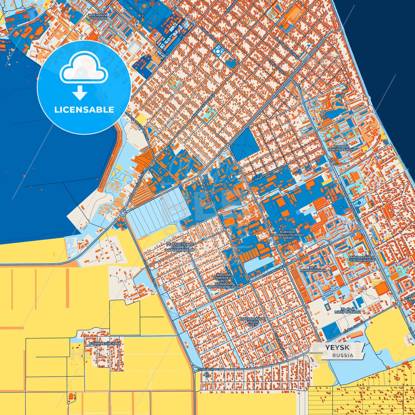 Canvas Print Template of Yeysk Street Map
