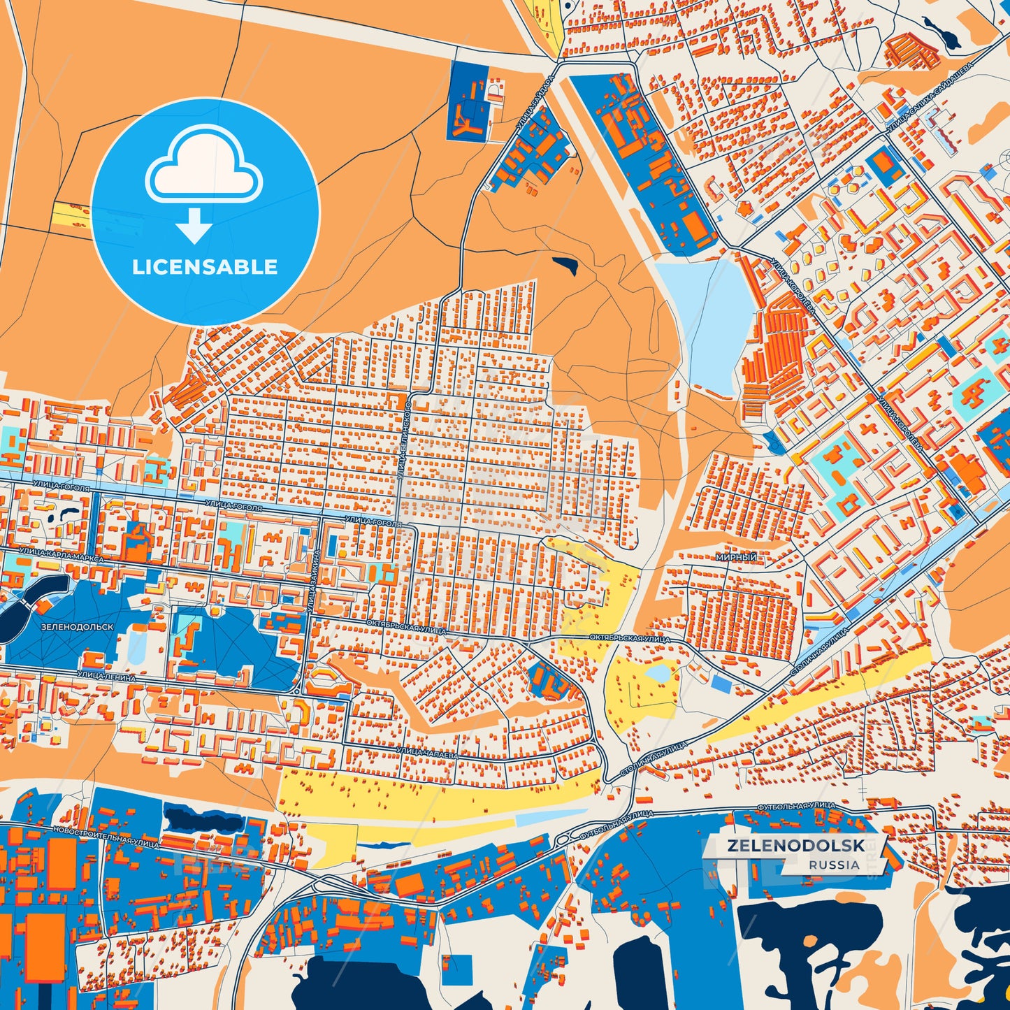 Canvas Print Template of Zelenodolsk Street Map