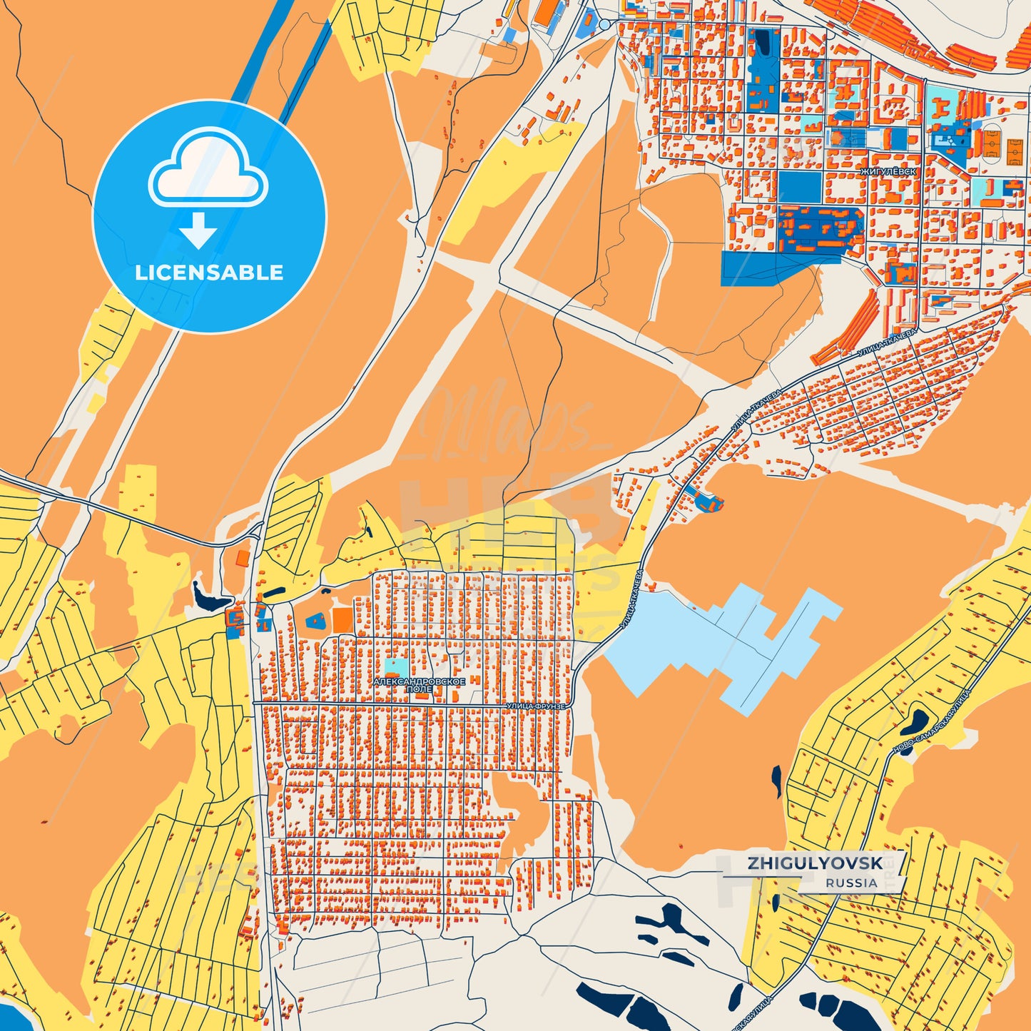 Canvas Print Template of Zhigulyovsk Street Map